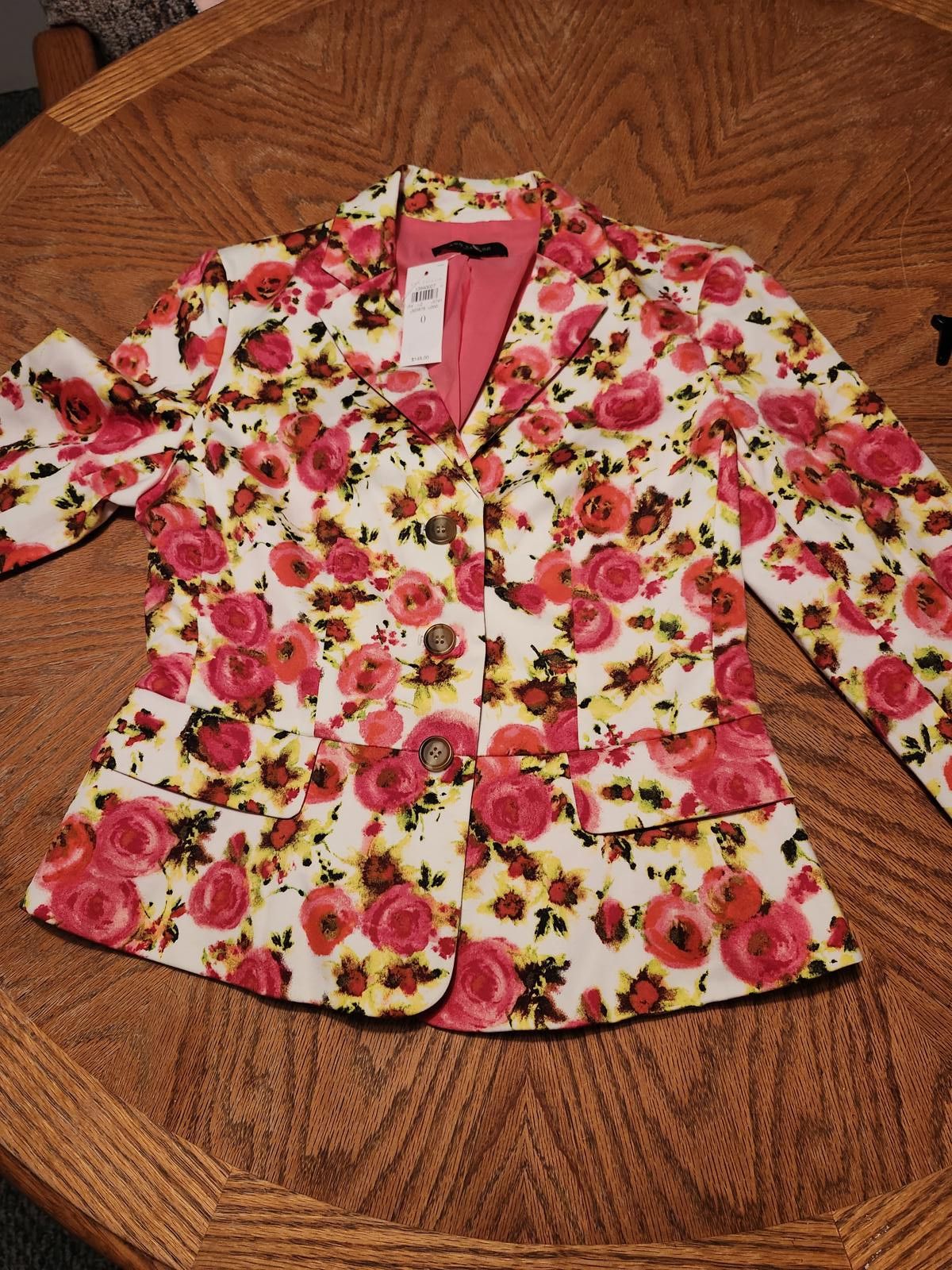 Designer Ann Taylor spring flowers blazer sz 0 Size XS / US 0-2 / IT 36-38 - 1 Thumbnail