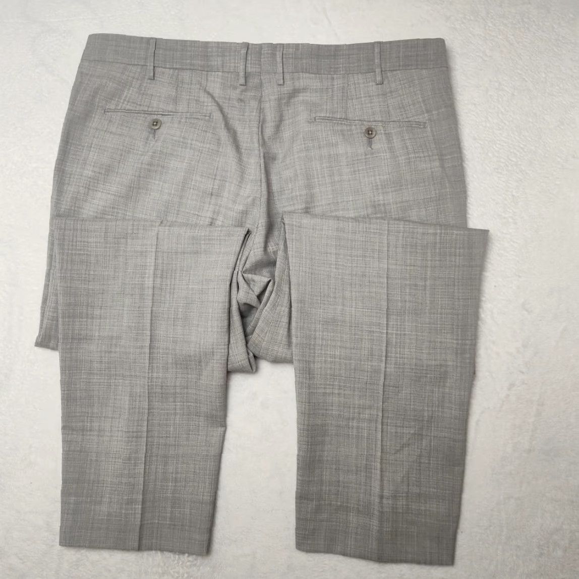Zanella Pants Mens 36x30 Gray Wool Check Dress Flat Front Stretch Parker Italy