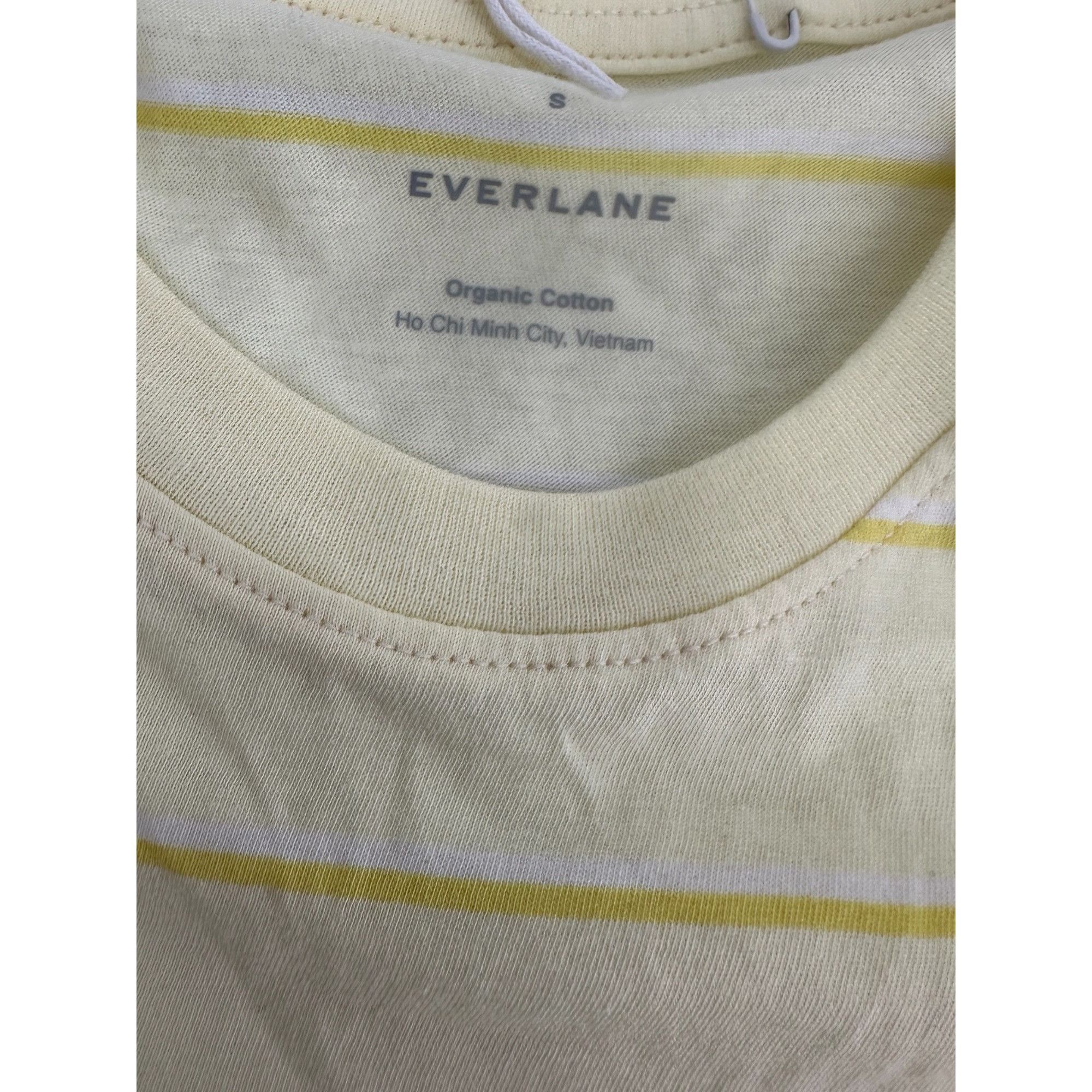 Everlane Everlane Women’s Striped Basic Tee Small Yellow White Organi Size S / US 4 / IT 40 - 2 Thumbnail
