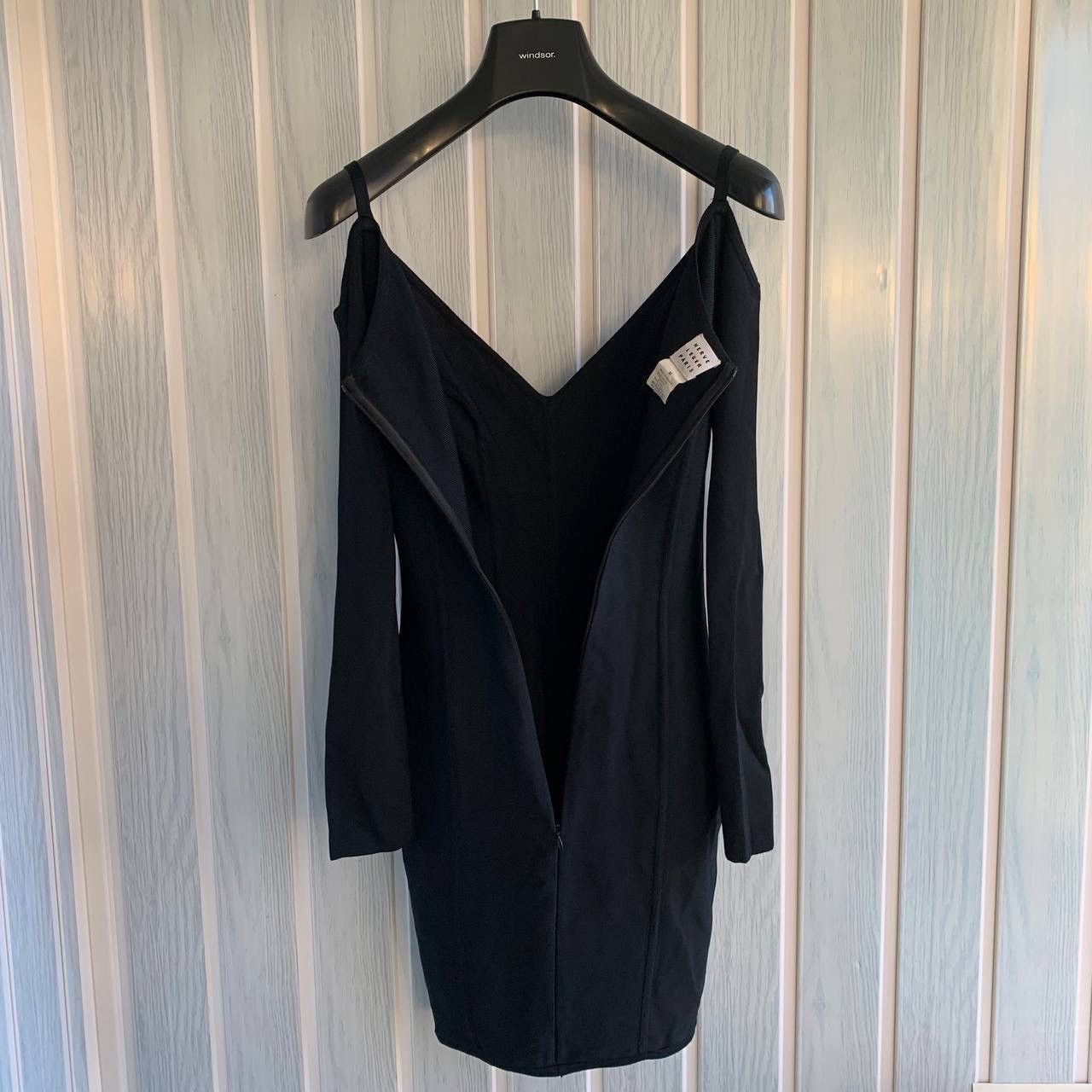 Herve Leger Vintage 1990s Herve Leger Black Viscose Rayon Bodycon Dress Size M / US 6-8 / IT 42-44 - 5 Thumbnail