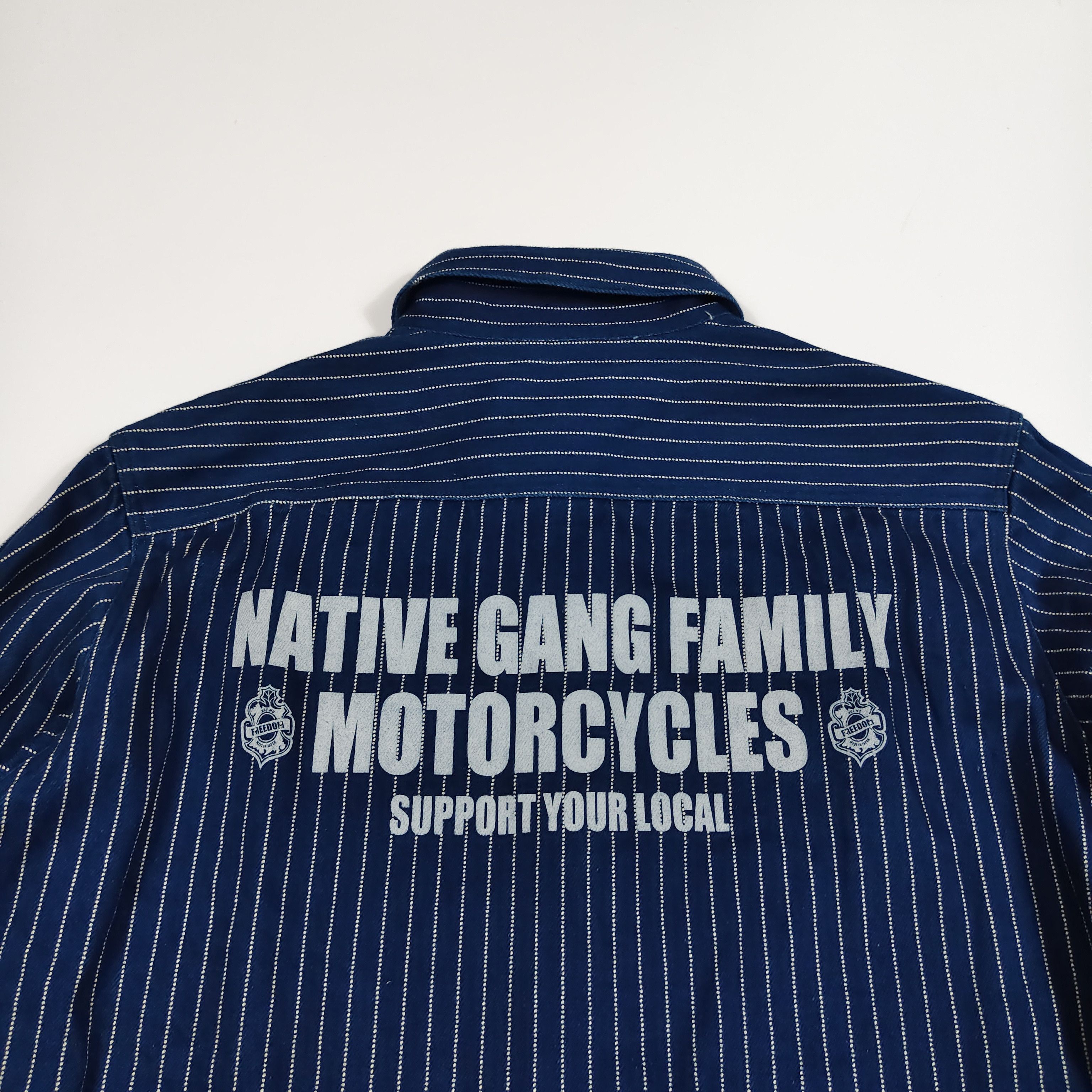 Japanese Brand Native Gang Family MC Wabash Stripe Work Shirt #F Size US M / EU 48-50 / 2 - 6 Thumbnail