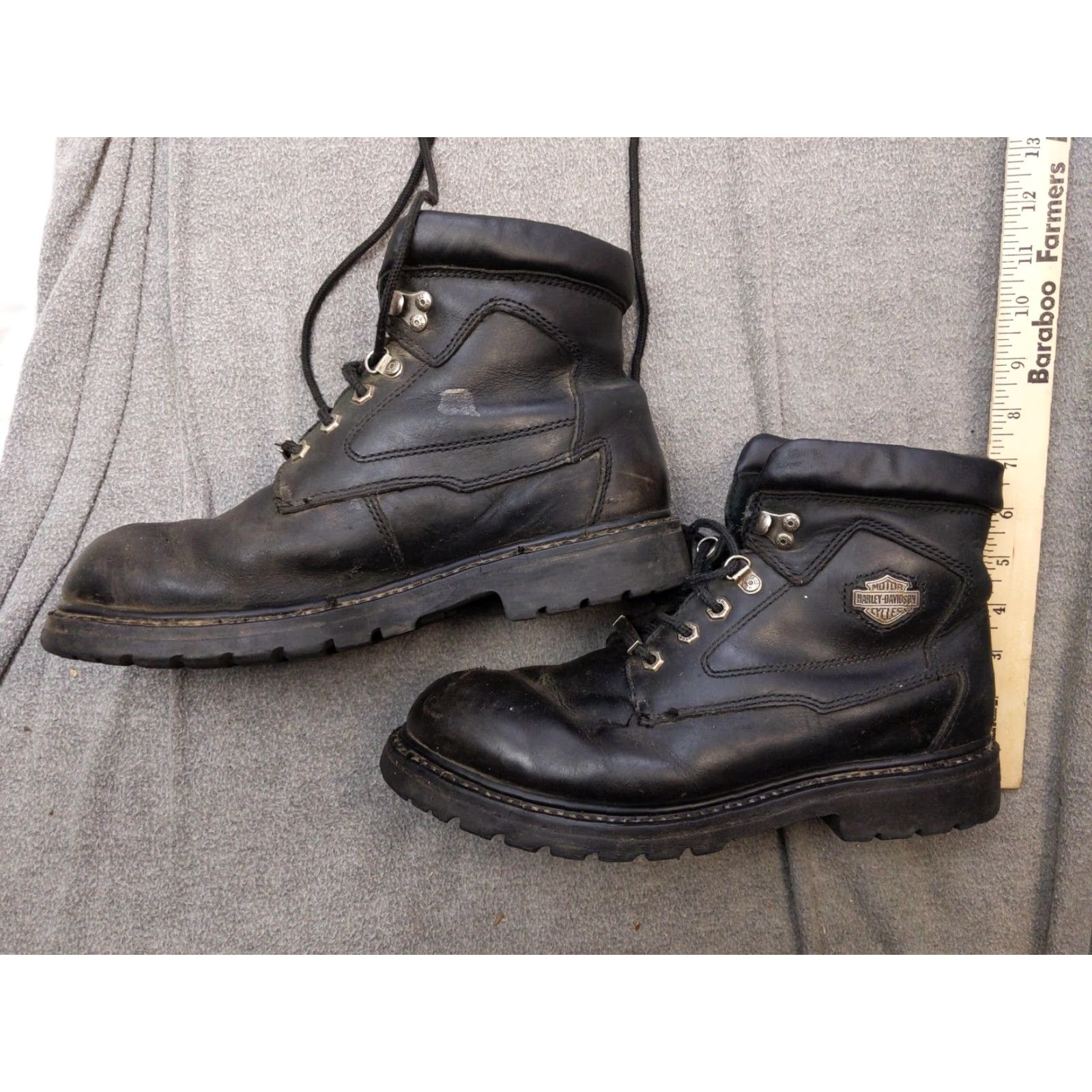 Harley Davidson Harley-Davidson Boots Mens 11.5 Black Leather Biker Motorcycle Lace Up Ankle Workwear Winter Mens Shoes Size US 12 / EU 45 - 2 Thumbnail