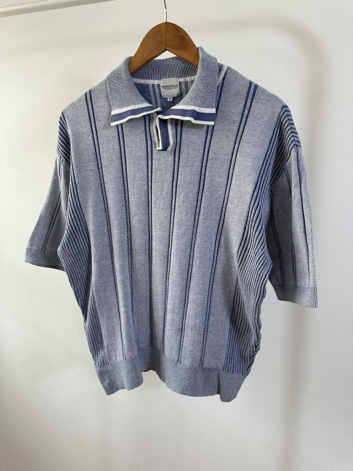 Givenchy Vintage Givenchy Monsieur Striped Knit Polo Size US M / EU 48-50 / 2 - 2 Thumbnail