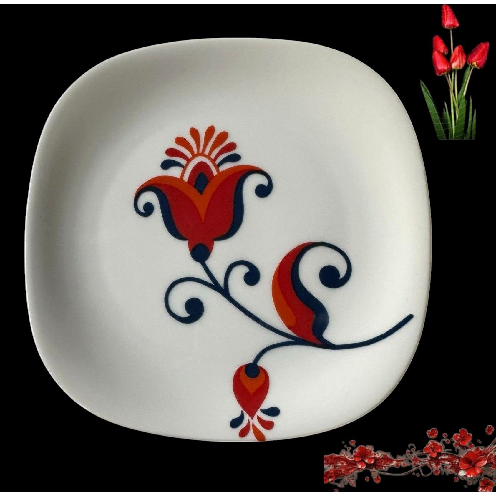 Handmade × Vintage VTG 70s Block Langenthal Transition Bread Plates 6 piece Red Size ONE SIZE - 9 Thumbnail