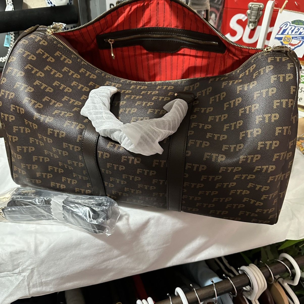 Fuck The Population FTP Brown Damier Duffle with Carry strap Size ONE SIZE - 6 Thumbnail