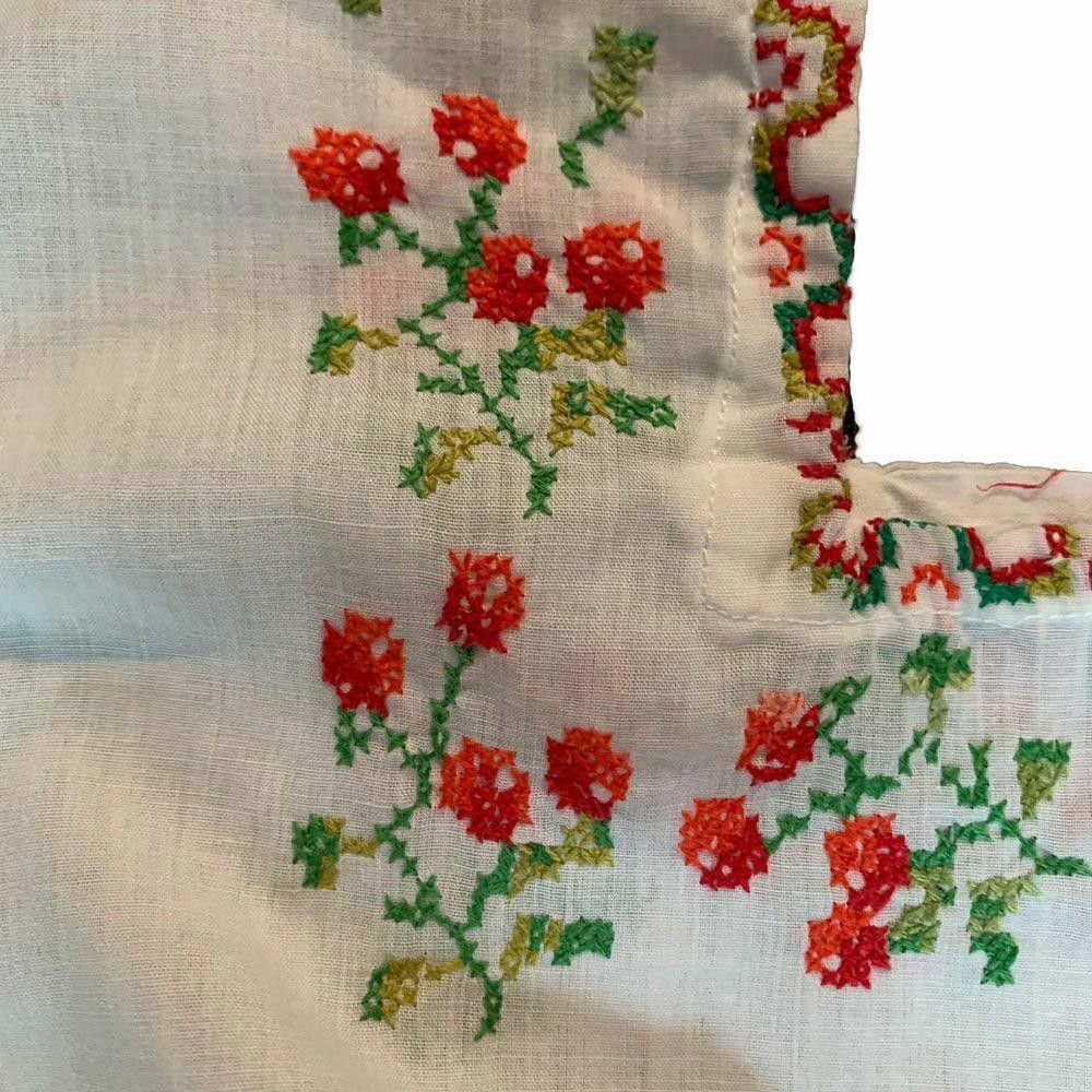 Designer New White Hand Made Punta Cruz Embroidered Dress L Size L / US 10 / IT 46 - 2 Thumbnail