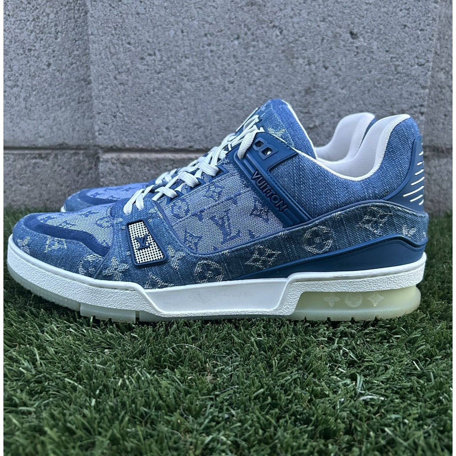 Louis Vuitton Louis Vuitton Trainer Denim Blue Monogram Sneakers Size 9.5 Size US 9.5 / EU 42-43 - 2 Thumbnail
