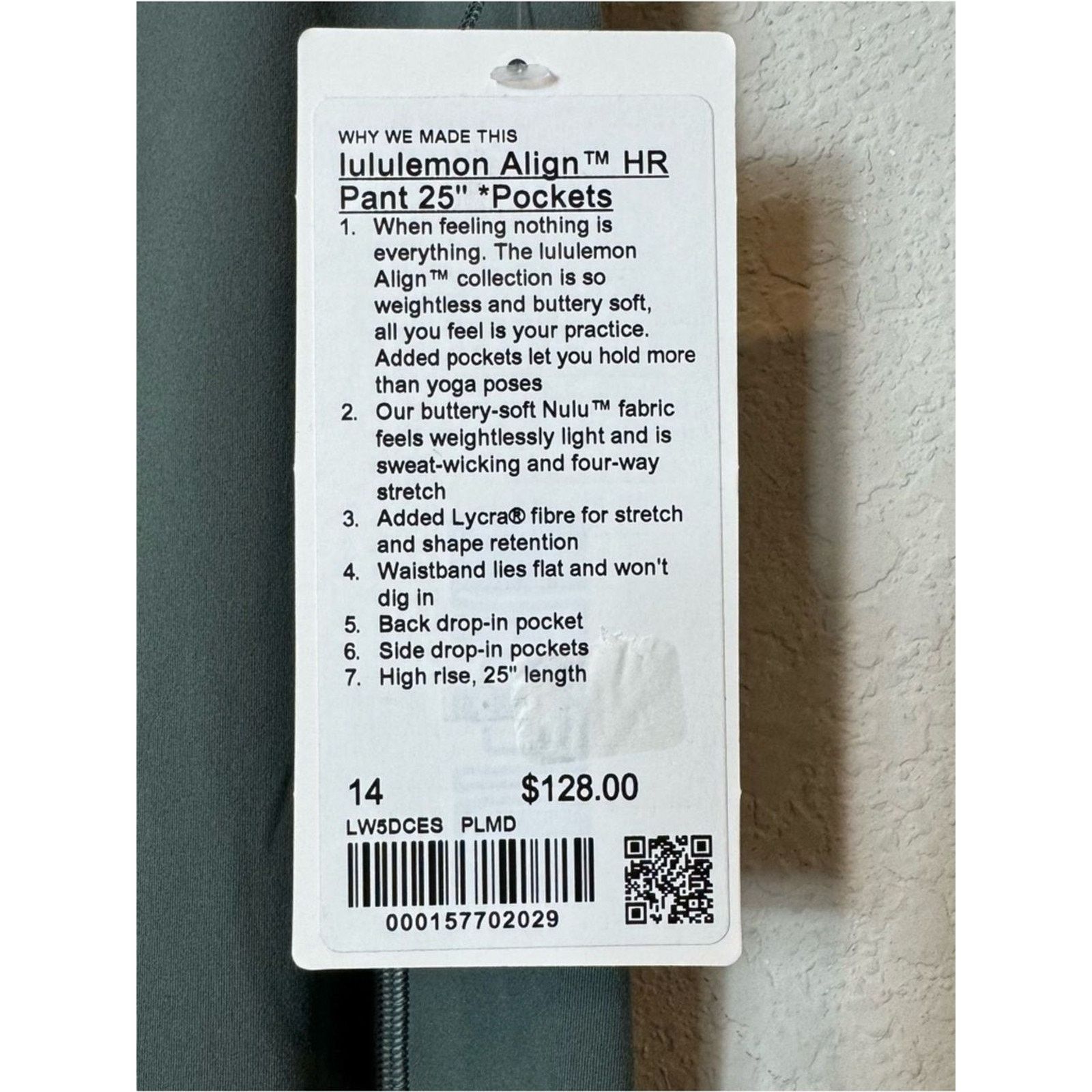 Lululemon Lululemon Align HR Pant 25” Pockets Palm Deco Green Sz 14 Size 36" / US 14 / IT 50 - 3 Thumbnail