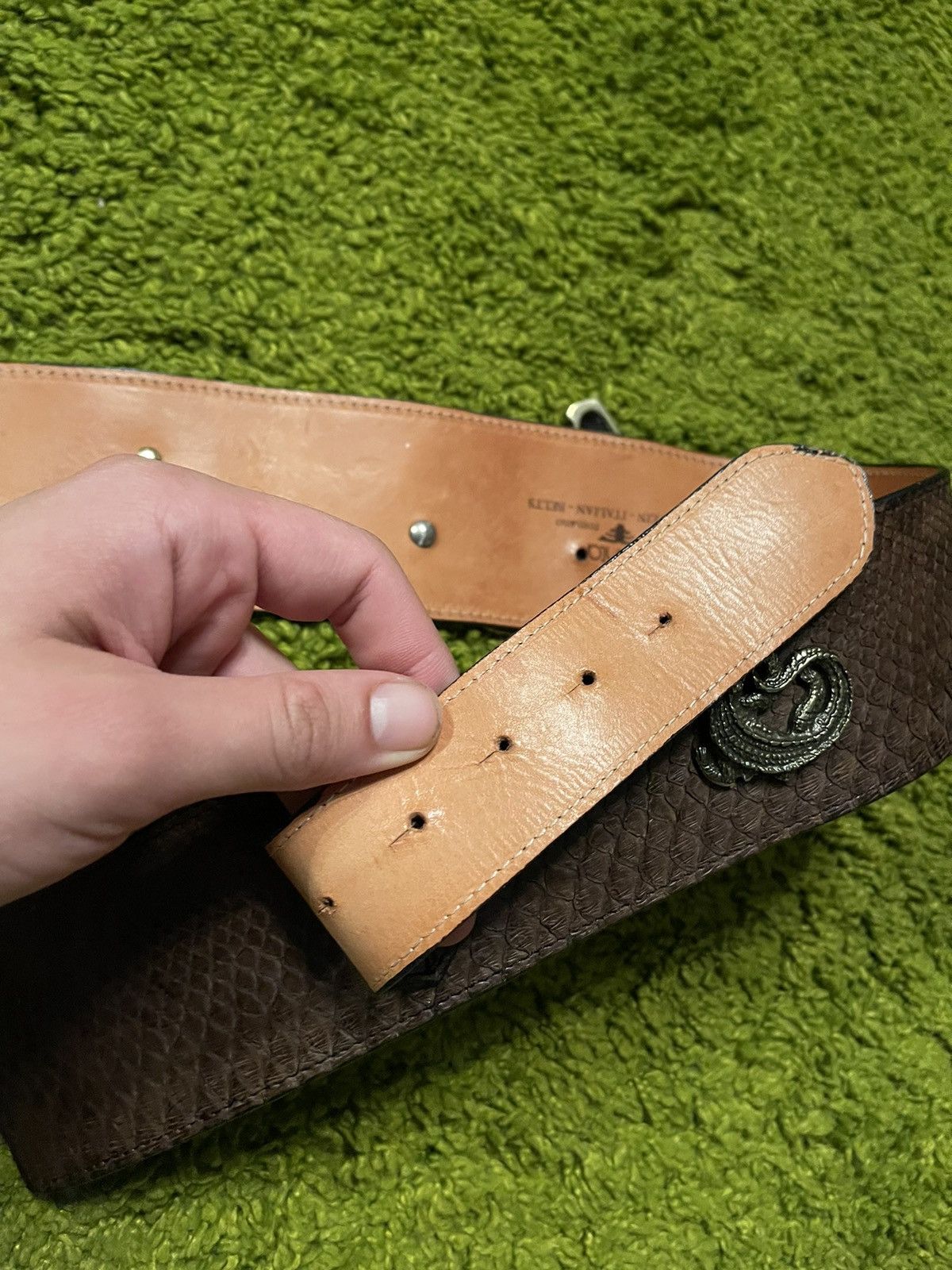 Designer × Genuine Leather 🐍 Real phyton snakeskin belt by Penta Size ONE SIZE - 8 Thumbnail