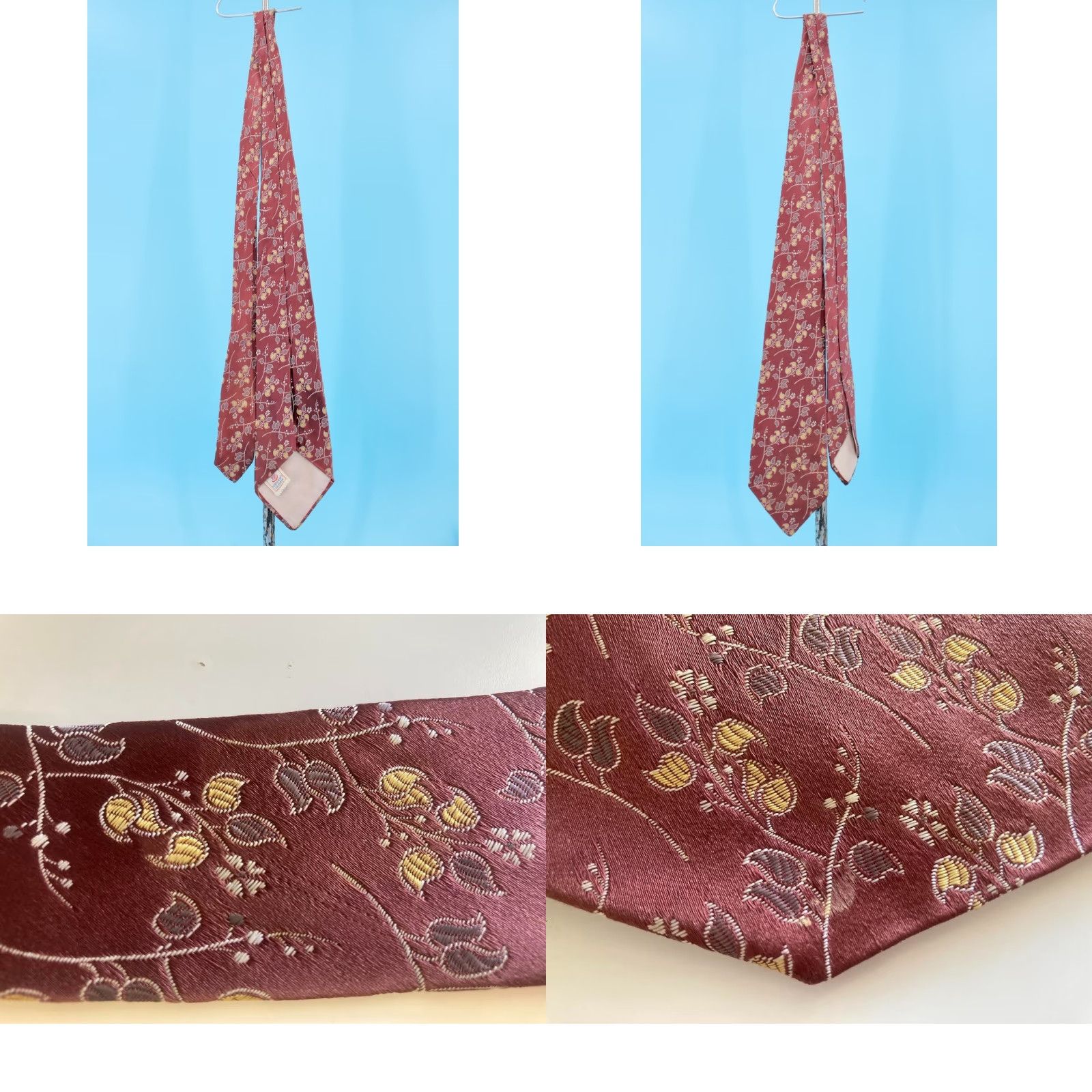 Vintage VTG 1940s Brown Leaf Pattern Embroidered Necktie Towncraft Tie Men Size ONE SIZE - 8 Thumbnail