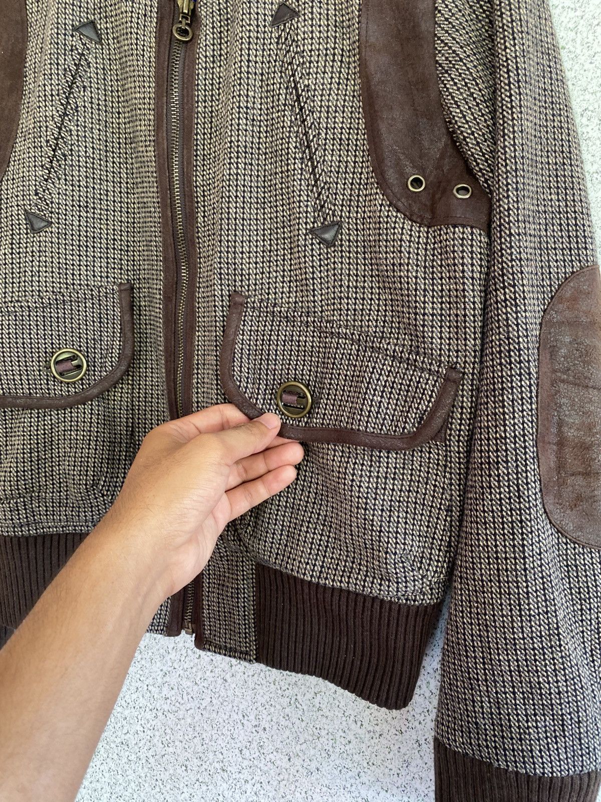 Japanese Brand BNX Brown Tweed Leather Trim Jacket – Gorpcore / VTG 90 Euro Size S / US 4 / IT 40 - 5 Thumbnail