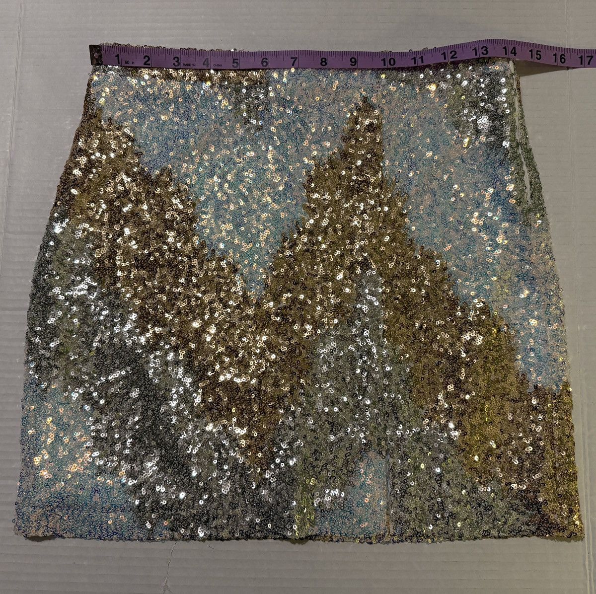 Other Genevieve Ivory Multi Sequin Global Side Slit Mini Skirt Size 28" / US 6 / IT 42 - 9 Thumbnail