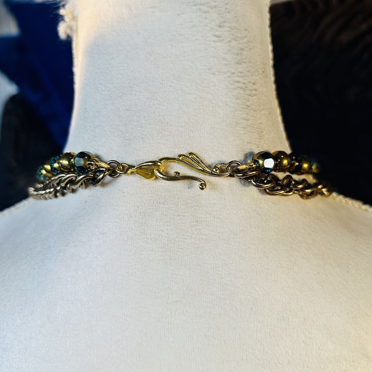Handmade Handcrafted double strand di-cut glass chain link necklace Size ONE SIZE - 4 Thumbnail