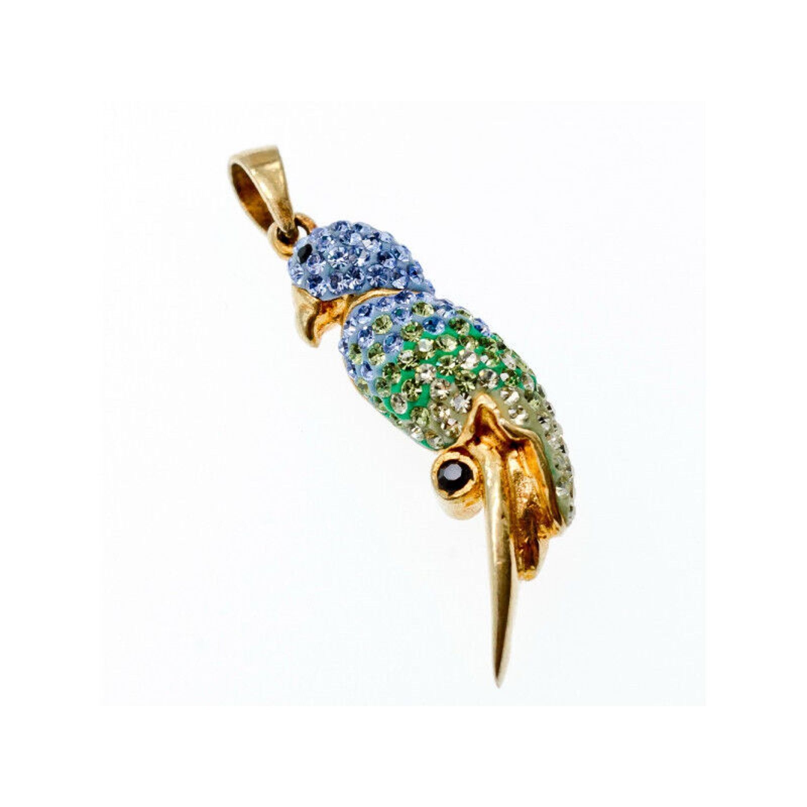 The Unbranded Brand 925 STERLING SILVER GOLD PLATED CZ & ENAMEL "PARROT" PENDANT Size ONE SIZE - 2 Thumbnail