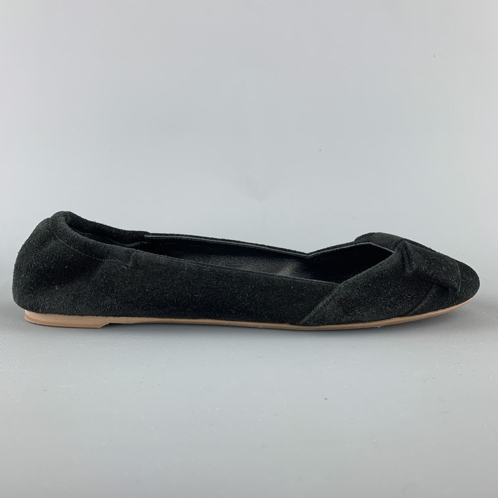 Ralph Lauren RALPH LAUREN COLLECTION Size 7 Black Suede Bow Flats Size US 7 / IT 37 - 4 Thumbnail