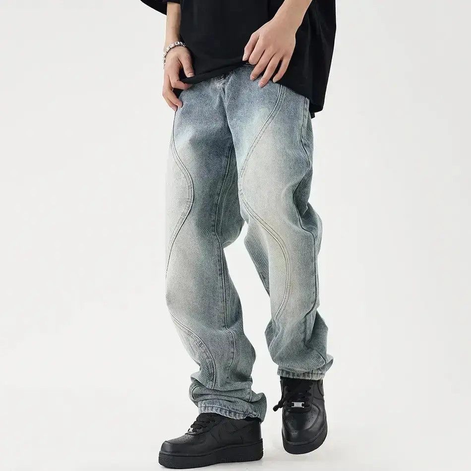 Japanese Brand Baggy Jeans Men Straight-leg Vaqueros Trousers Streetwear Size US 32 / EU 48 - 1 Thumbnail