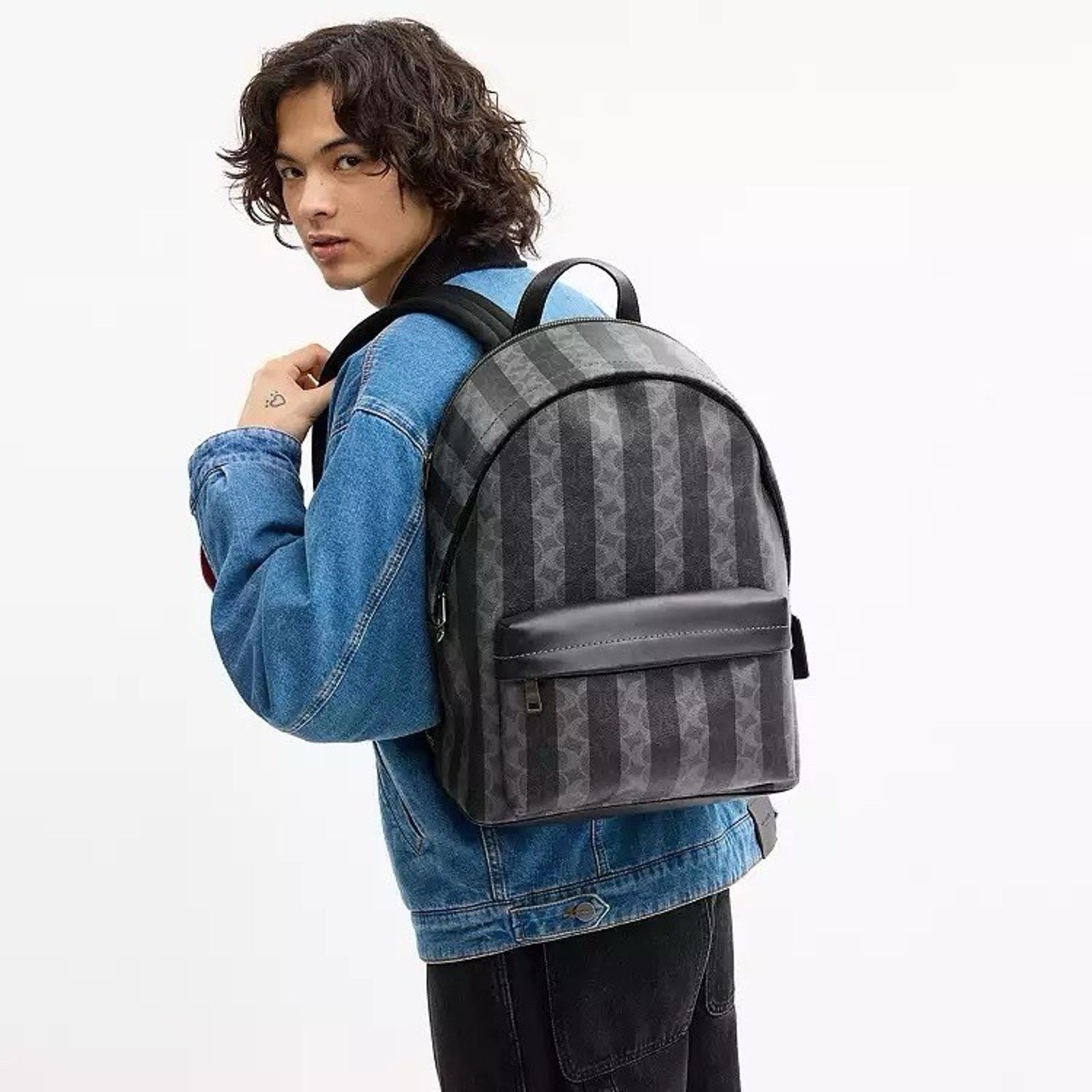 Coach NWT Coach Taylor Backpack Stripes Gunmetal/Black/Grey CDX88 Size ONE SIZE - 9 Thumbnail