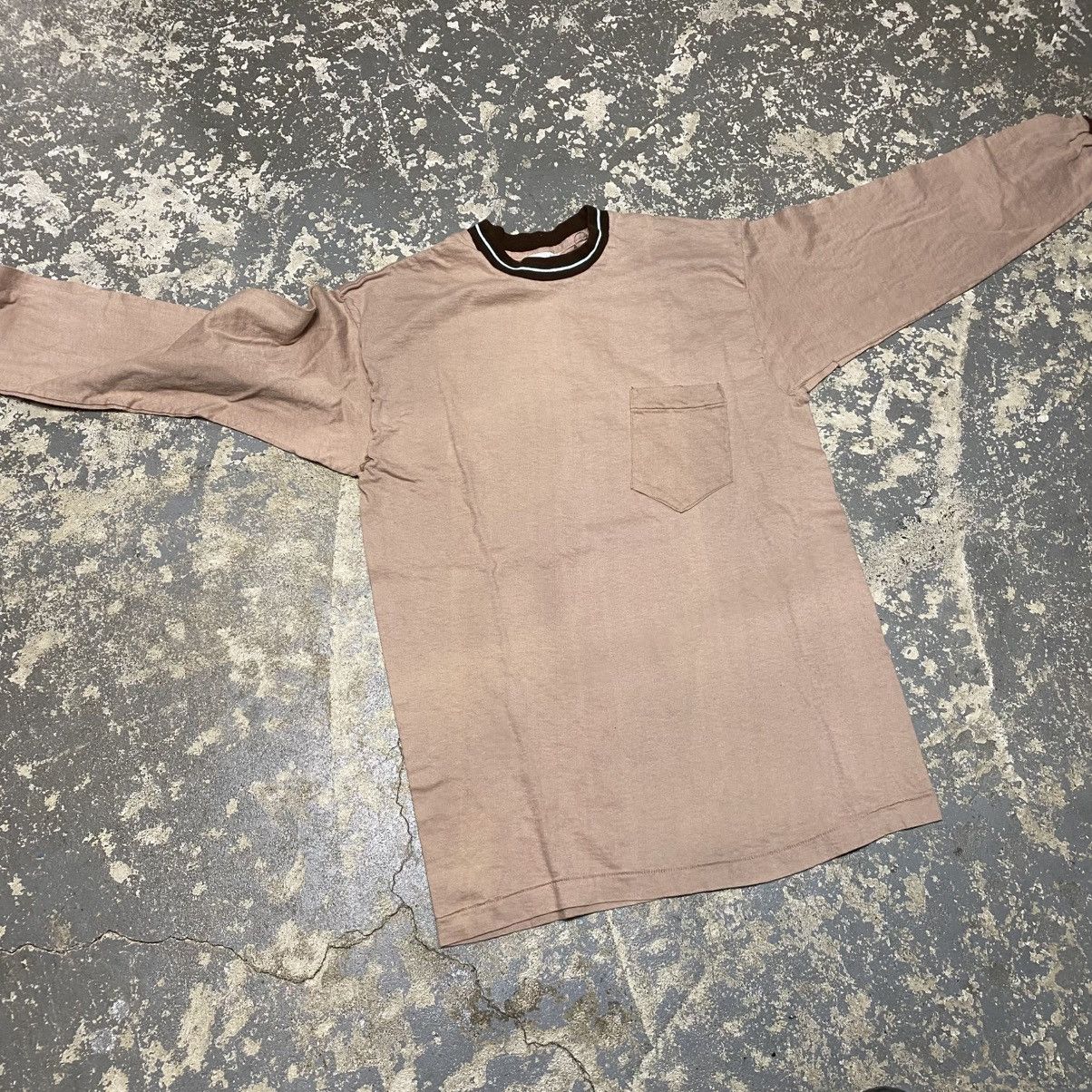 Unsound Rags × Vintage True Vintage Tan USA Blank Pocket Long Sleeve Tshirt Size US M / EU 48-50 / 2 - 3 Thumbnail