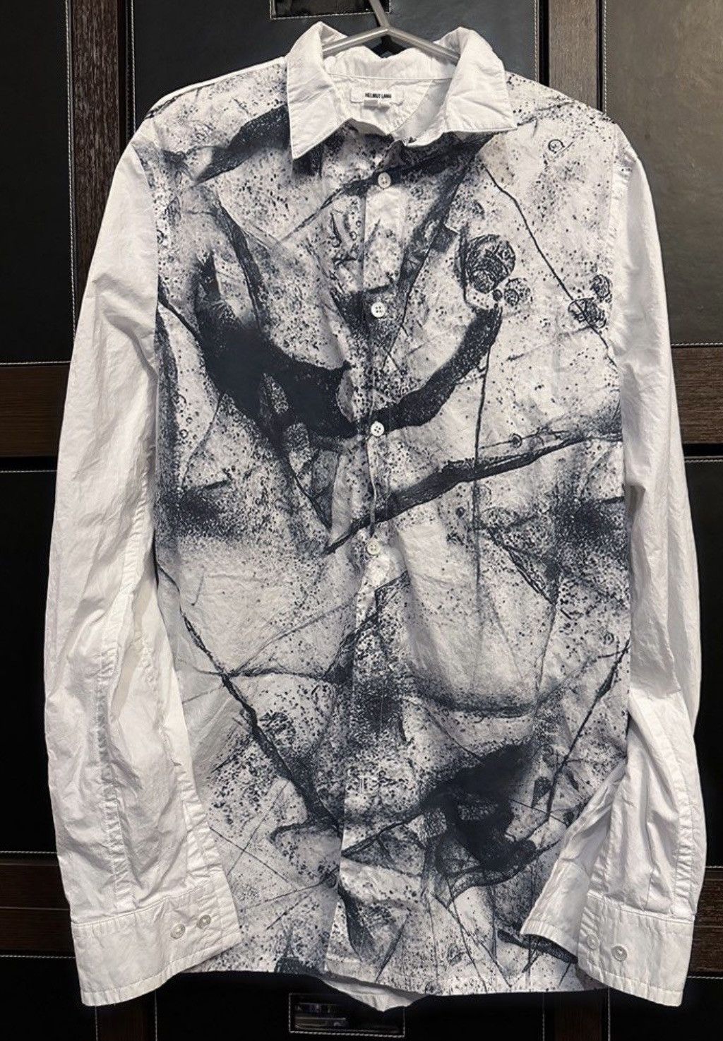 Helmut Lang Vintage Helmut Lang white shirt, with Raw printed pattern, Size US M / EU 48-50 / 2 - 1 Thumbnail
