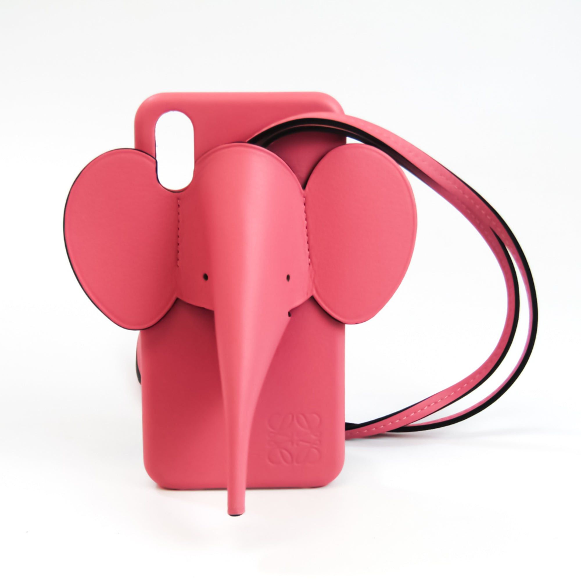 image of Loewe Leather Phone Bumper For Iphone X Pink Elephant 103.30Ab05 in Black, Women's