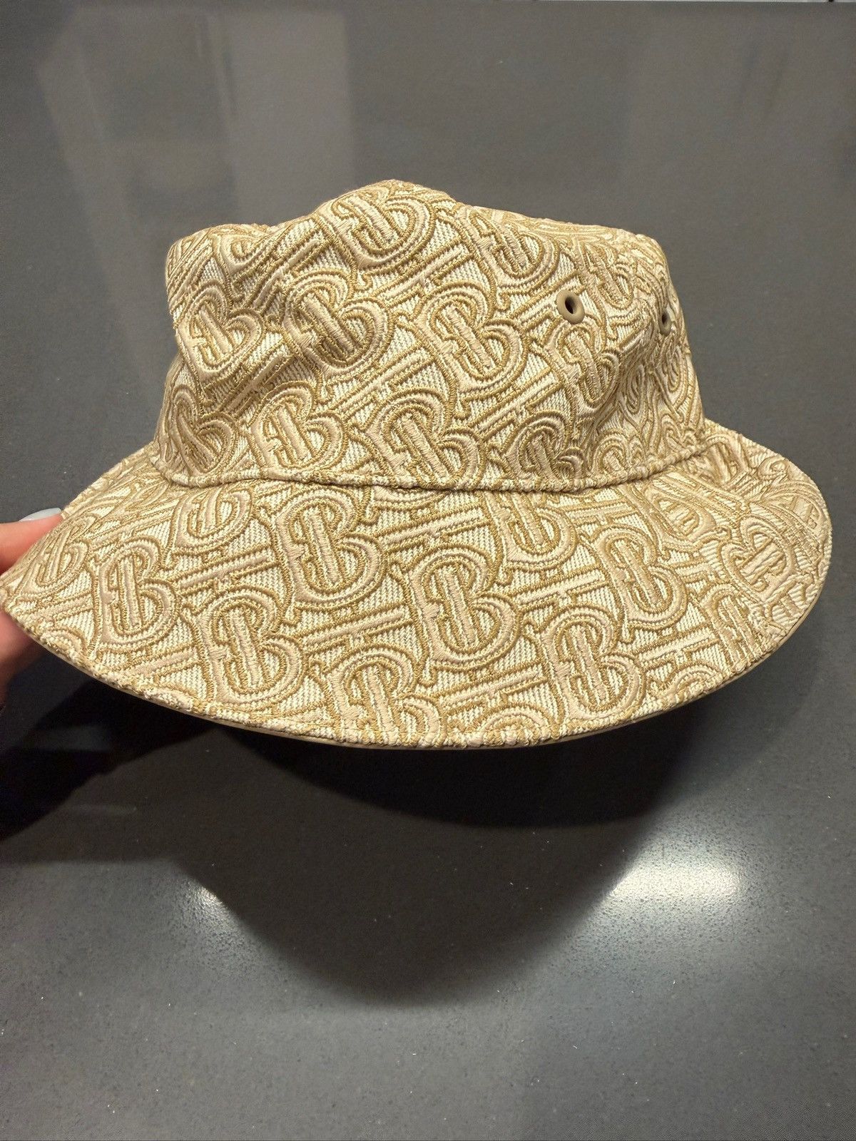 Burberry TB Monogram Embroidered Bucket Hat Size ONE SIZE - 3 Thumbnail