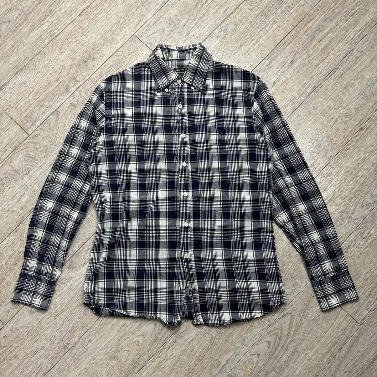Designer Essential Fred Perry Navy Checkered Slim Fit Button Up Shirt Size US M / EU 48-50 / 2 - 1 Thumbnail