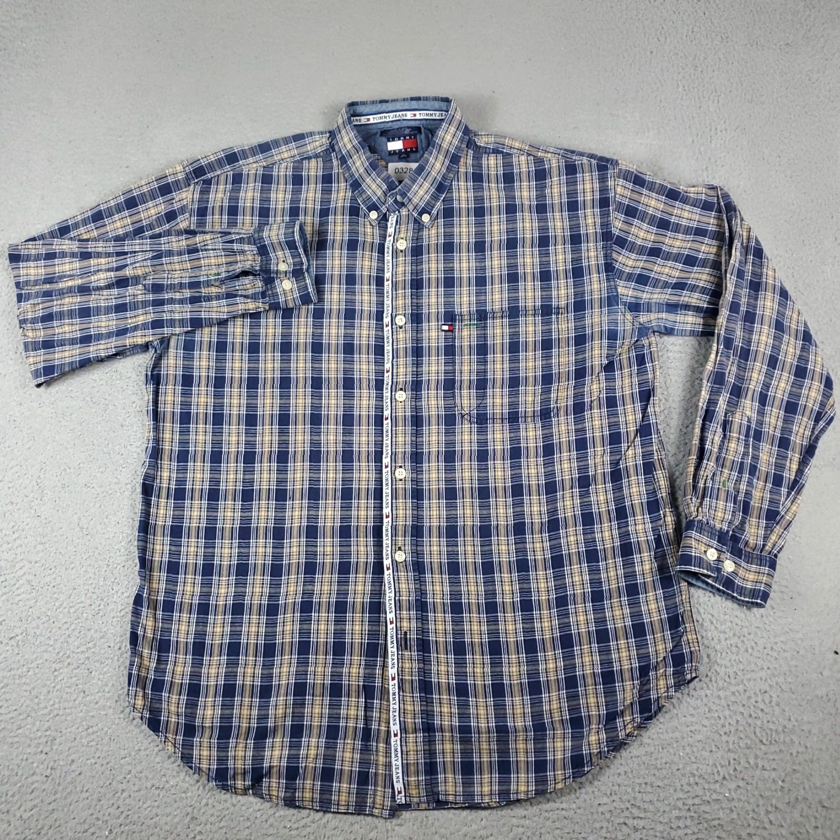Tommy Hilfiger Tommy Hilfiger Shirt Mens XL Blue Plaid Button-Up Long Sleeve Cotton Mens Size US XL / EU 56 / 4 - 3 Thumbnail