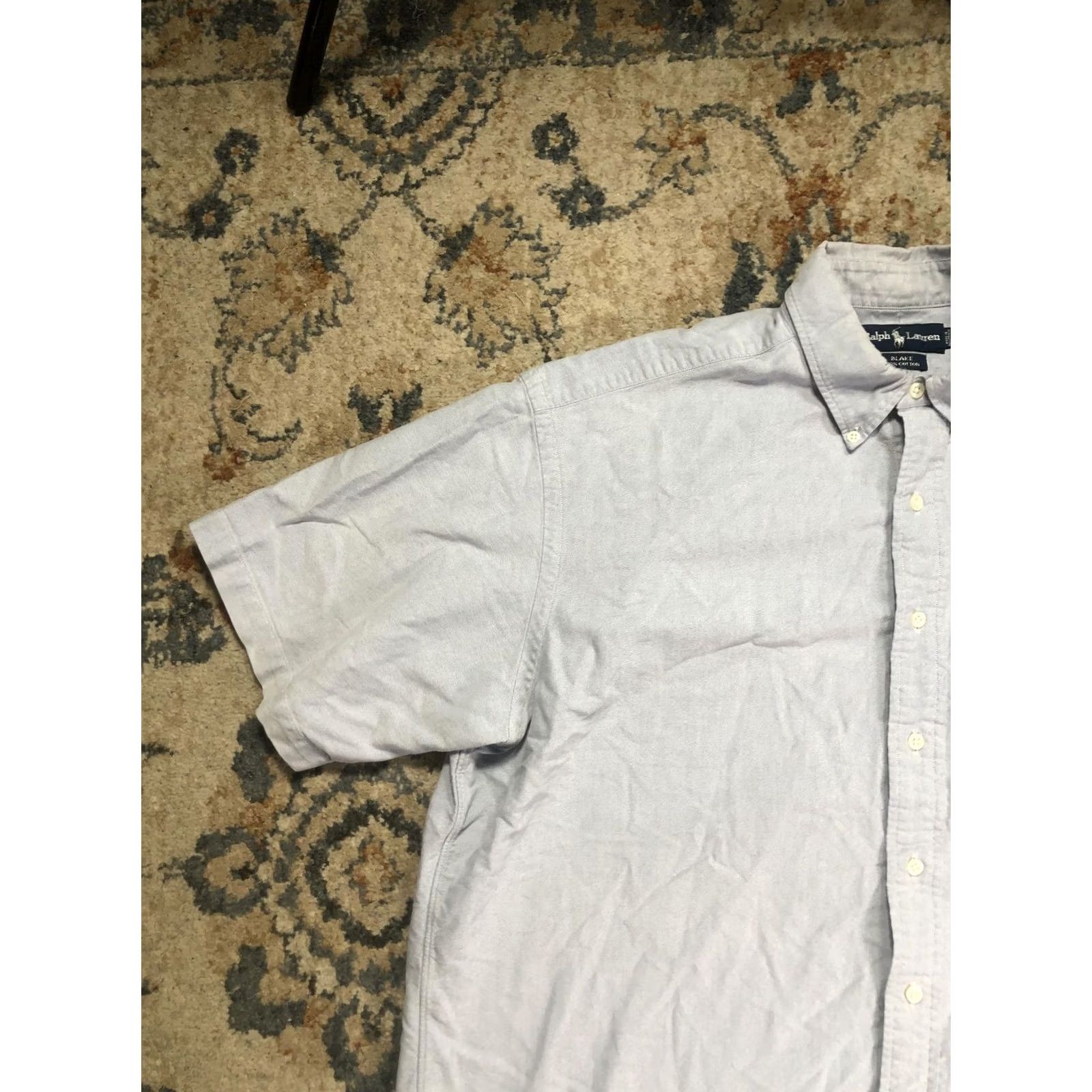 Ralph Lauren Ralph Lauren Shirt Mens XL Blue Solid Short Sleeve Button-Down Blake Pony Logo Size US XL / EU 56 / 4 - 3 Thumbnail
