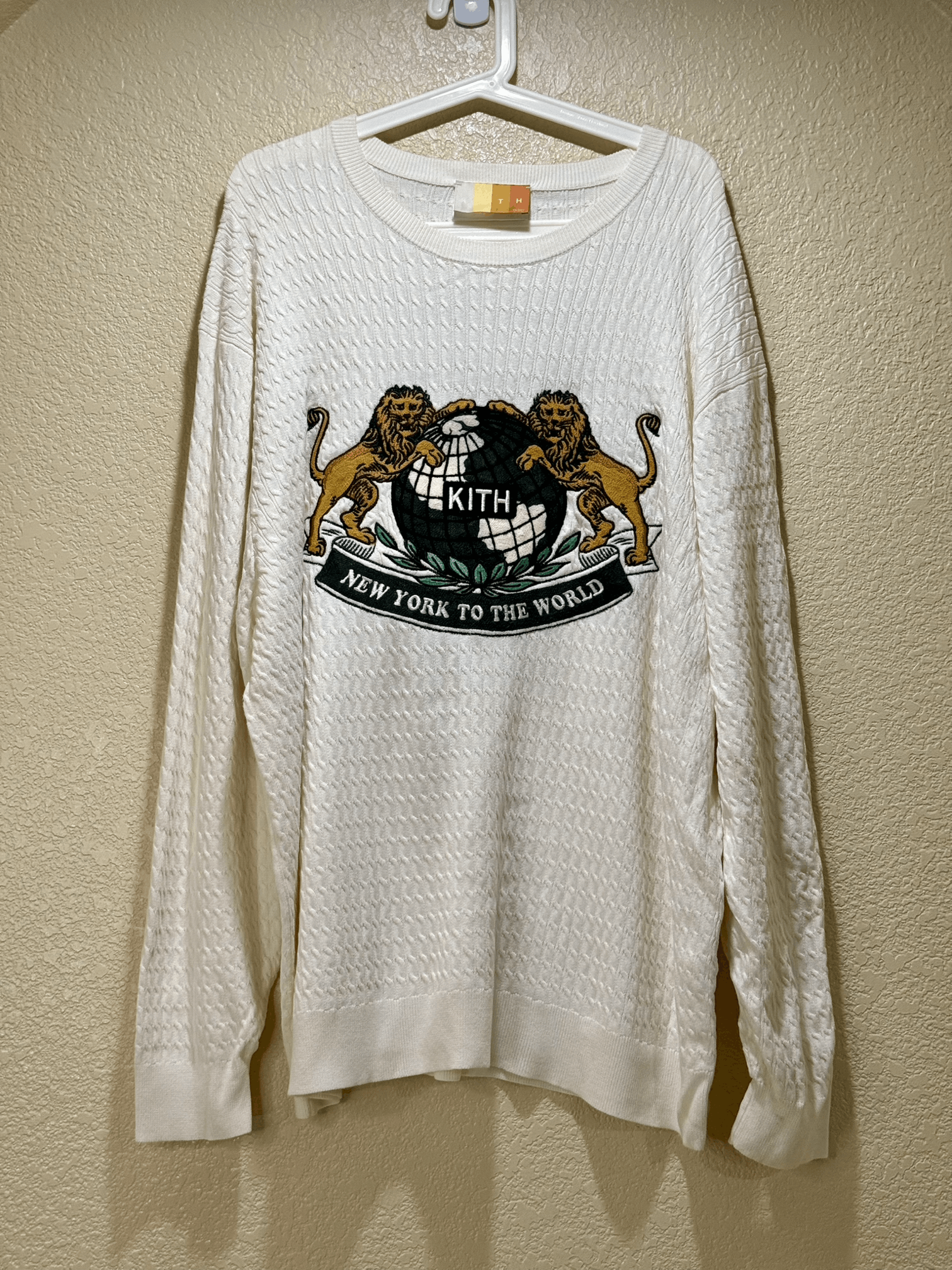 Kith NY to the World Cable Crewneck Sweater - Sandrift