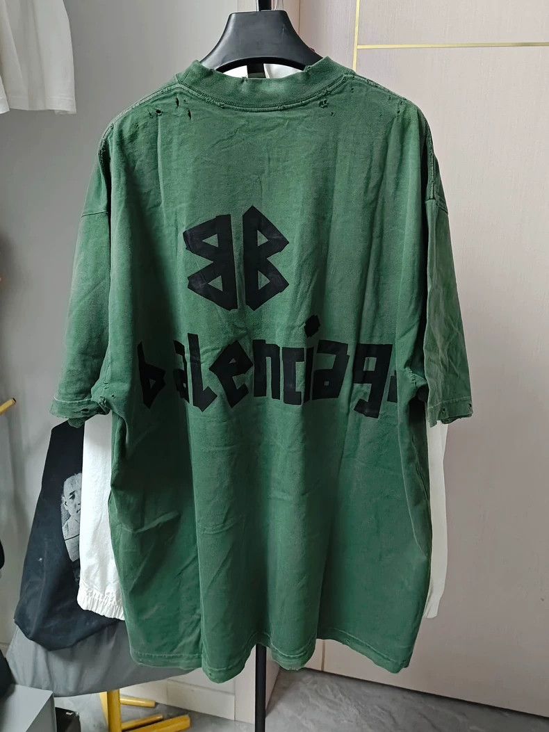 Balenciaga Balenciaga 23 FW Dark Green Tape Used Short Sleeve 2502-Nex Size US L / EU 52-54 / 3 - 2 Thumbnail