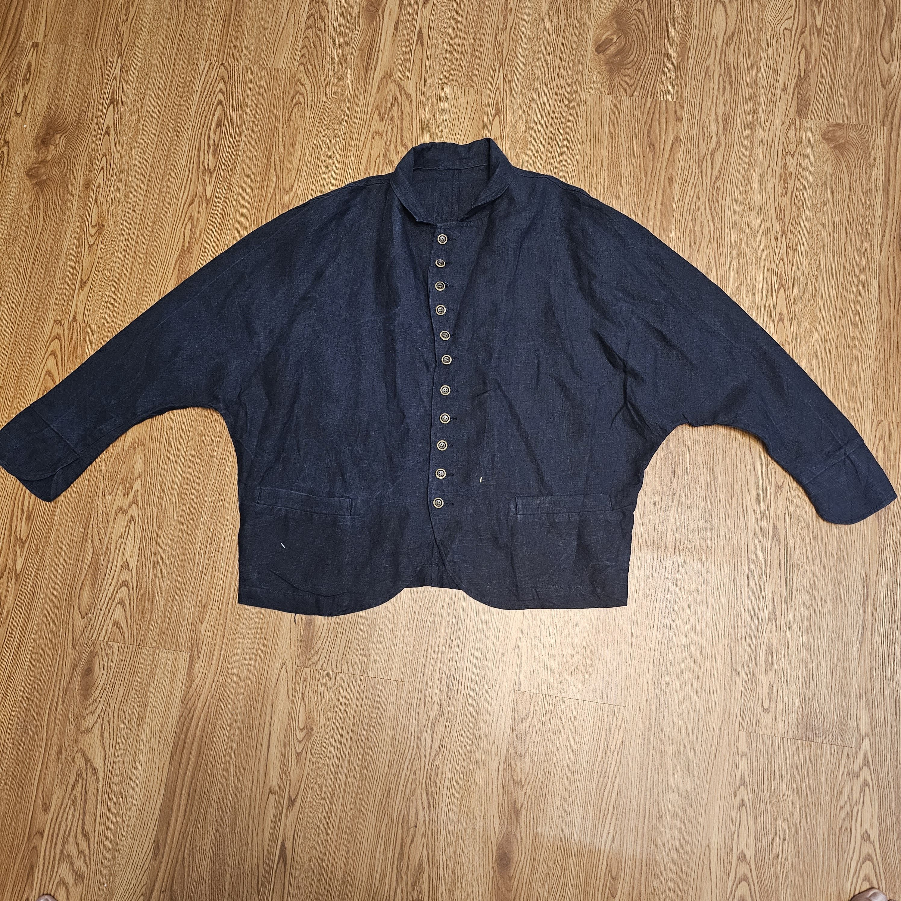 image of Japan Brand Indigo Multi Button Linen Jacket, Men's (Size Medium)
