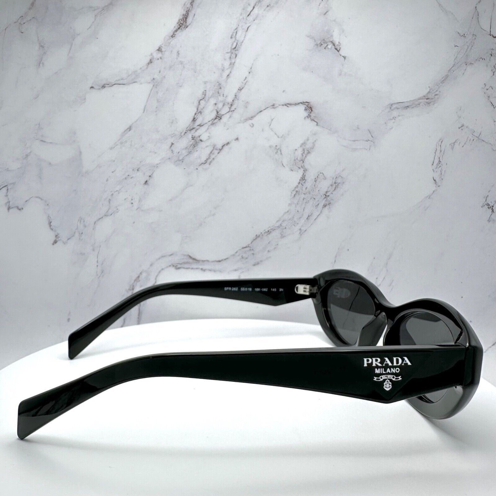 Prada New Prada Sunglasses Black Acetate Symbole Logo Slim Size ONE SIZE - 3 Thumbnail