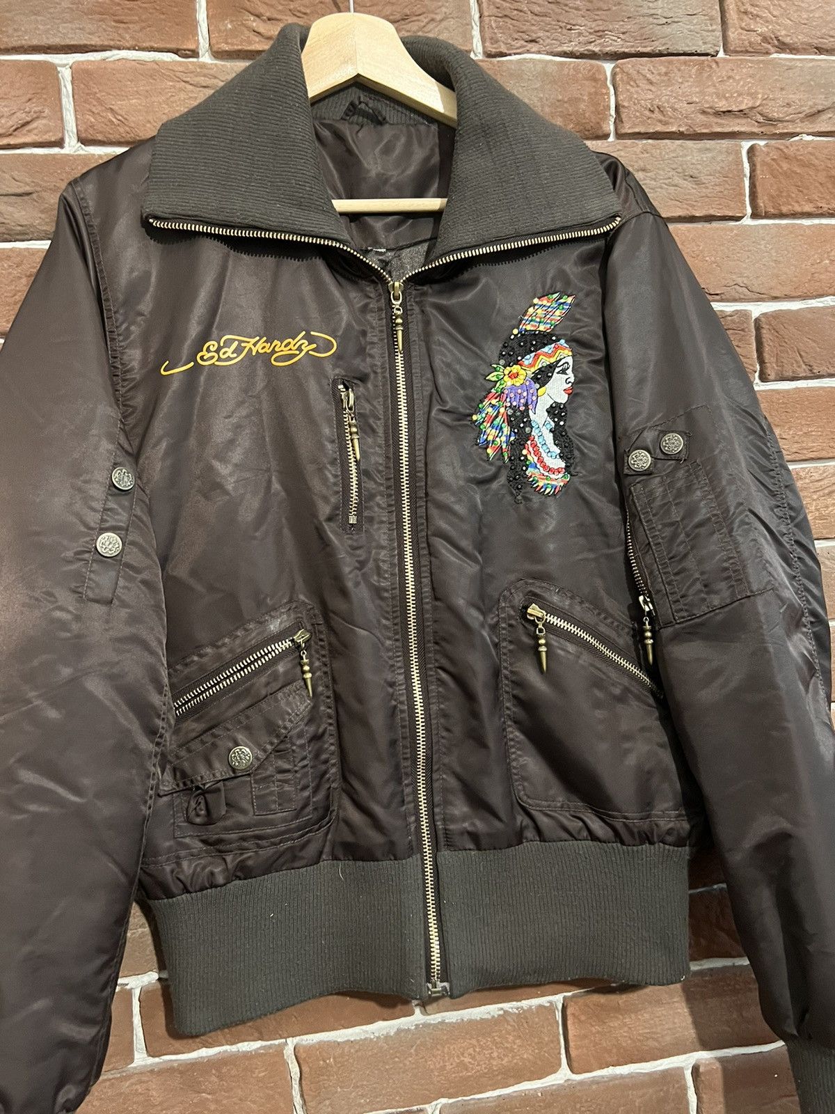 Christian Audigier Ed Hardy Christian Audigier Rare Hype Brown Y2k Jacket Size US M / EU 48-50 / 2 - 3 Thumbnail