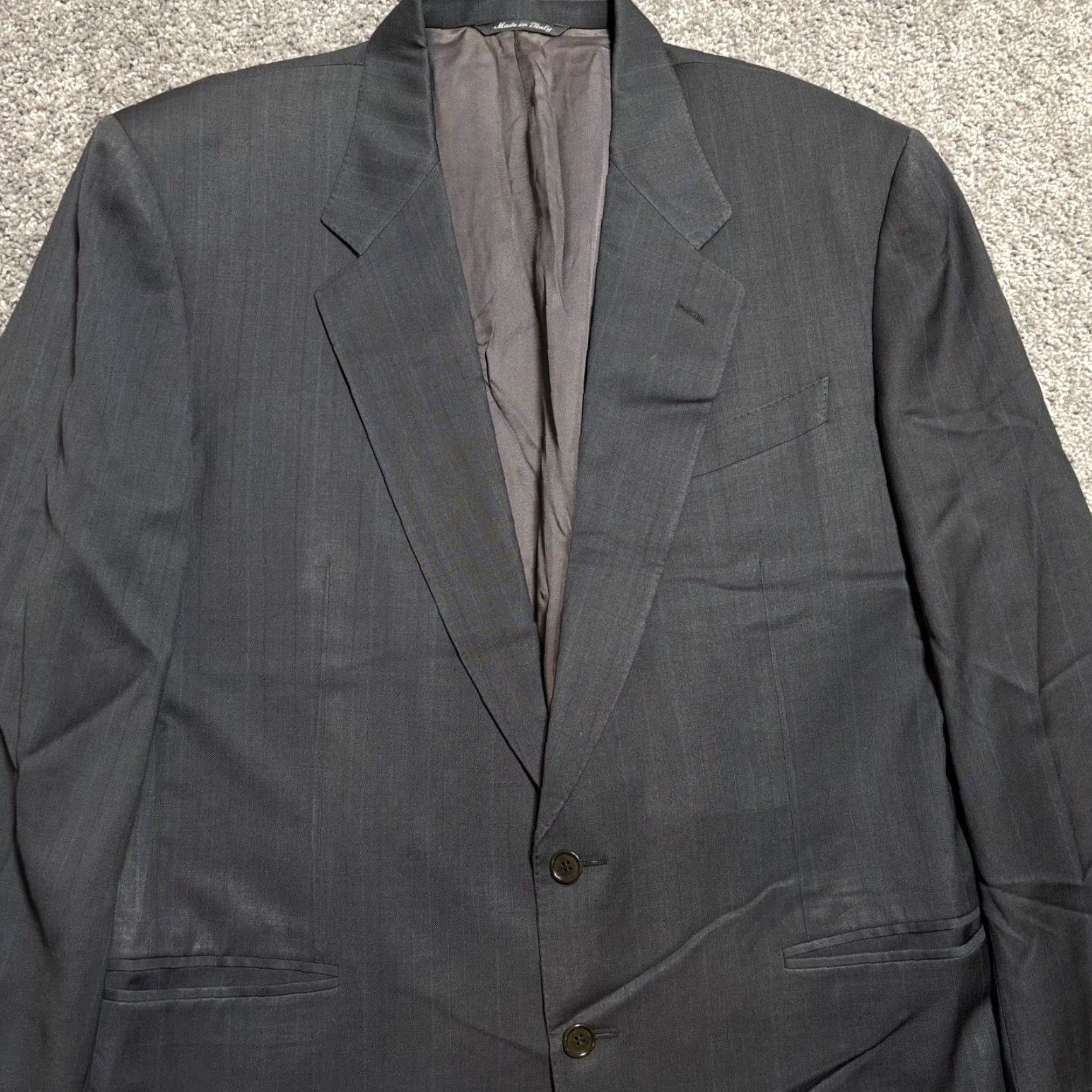 Canali Canali Blazer Single-Breasted 2-Button Wool Black 42R Mens Jacket Blazer Coat wool Virgin Wool Italy Mid-Length Notch Lapel Vintage? Size 42R - 2 Thumbnail