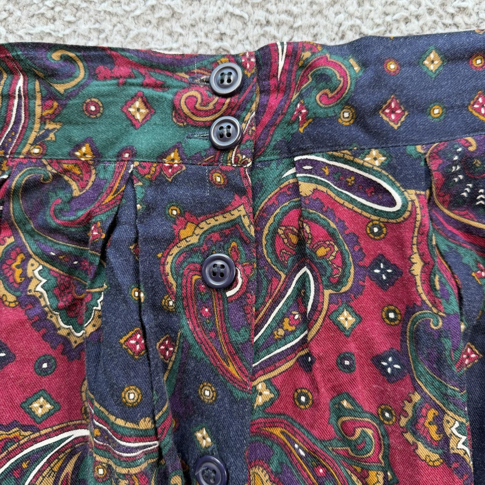 Other Vintage 90s Lee Davidson Paisley Rayon Button Front Skirt 16 Size 38" / US 16 / IT 52 - 5 Thumbnail