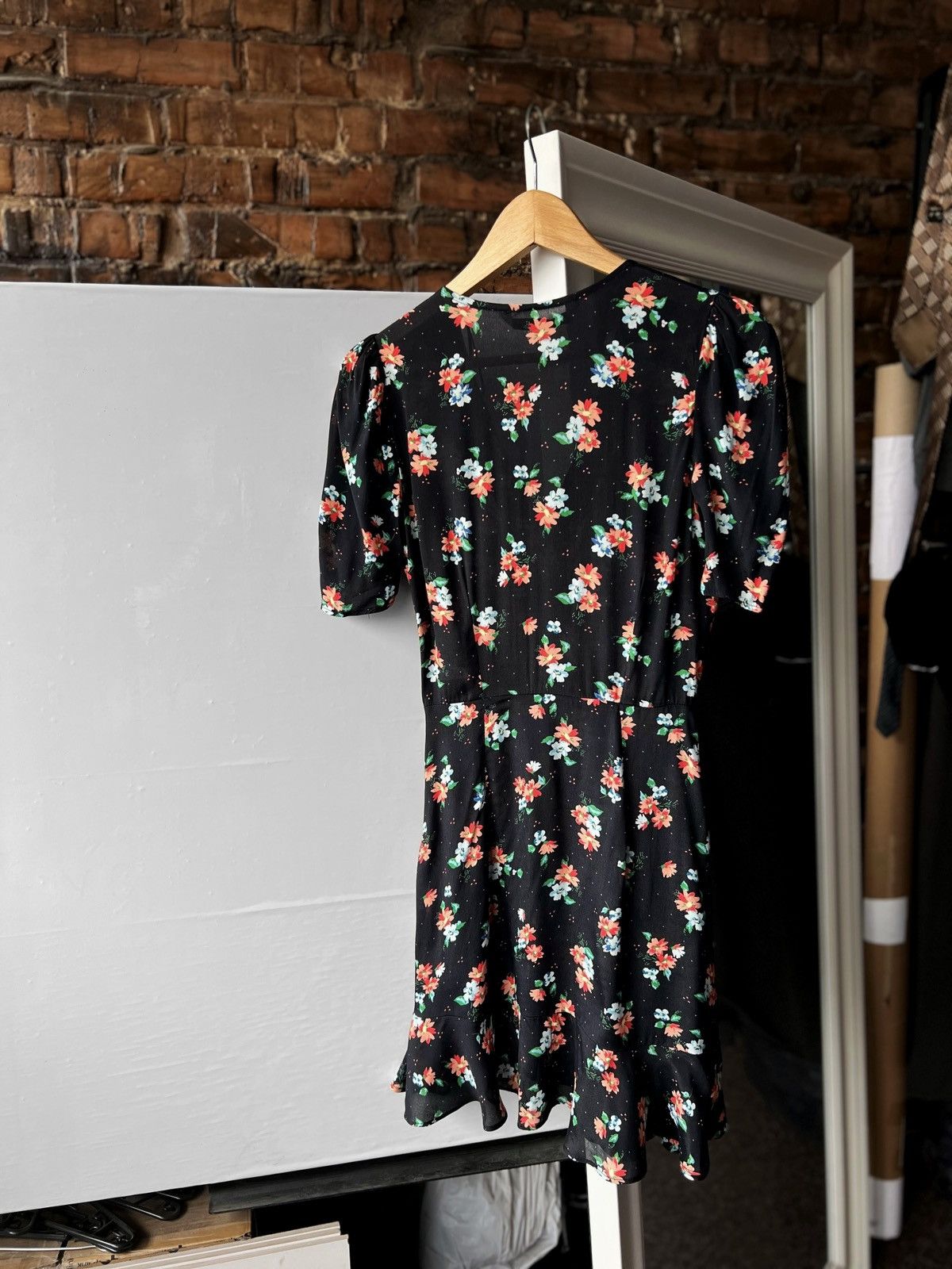 Designer × Zara Zara Women’s Viscose Black Floral Dress Streetwear Size XS / US 0-2 / IT 36-38 - 3 Thumbnail