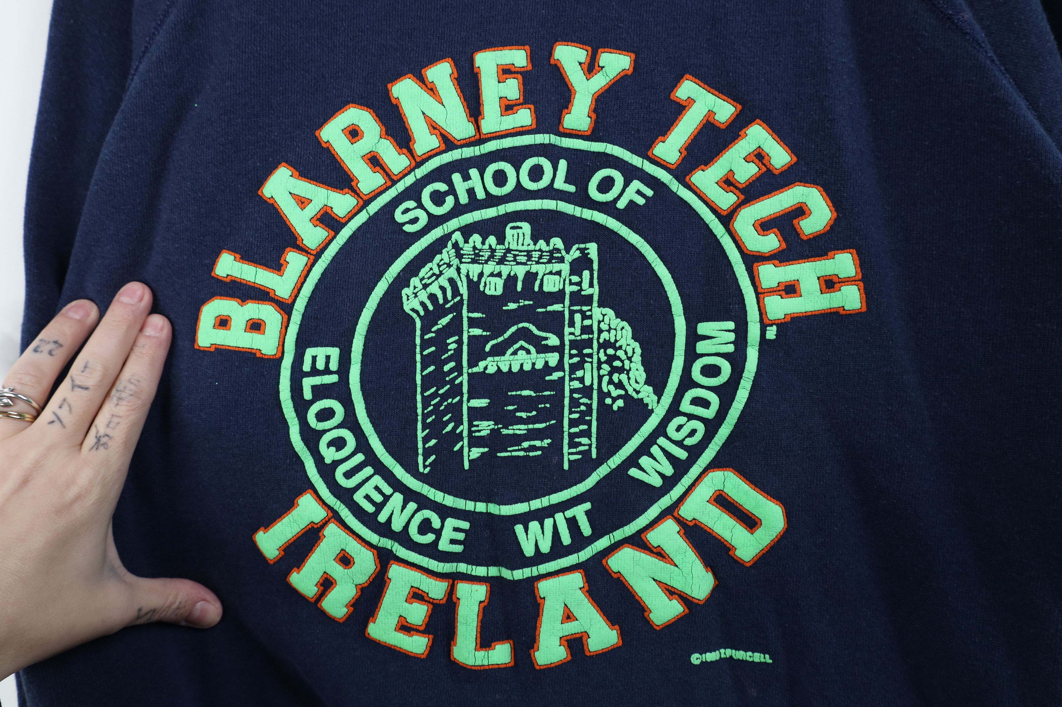 Vintage Vintage 80s Tech Ireland Crewneck Sweatshirt Blue USA Size XXL / US 16-18 / IT 52-54 - 4 Thumbnail