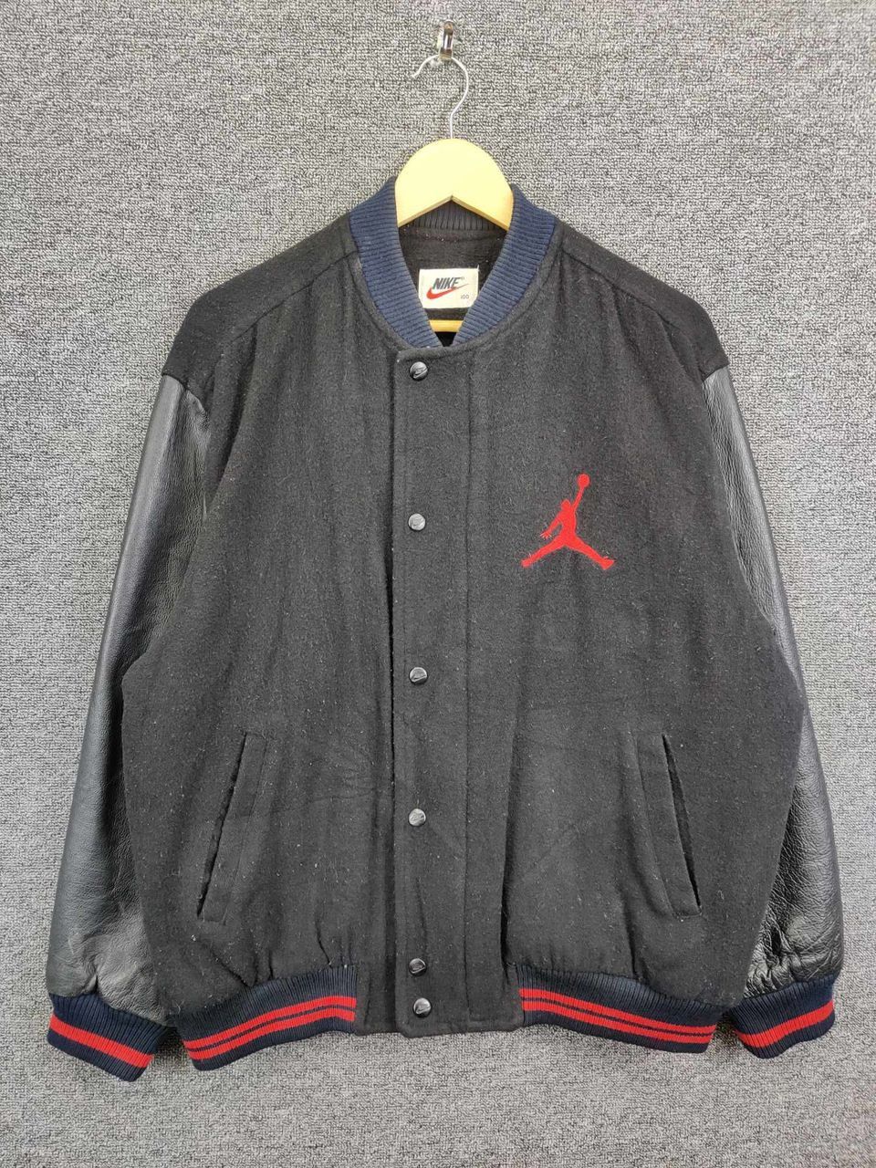 Nike Nice❗ Vintage Nike Air Jordan Wool Varsity Leather Jacket Size US XL / EU 56 / 4 - 3 Thumbnail