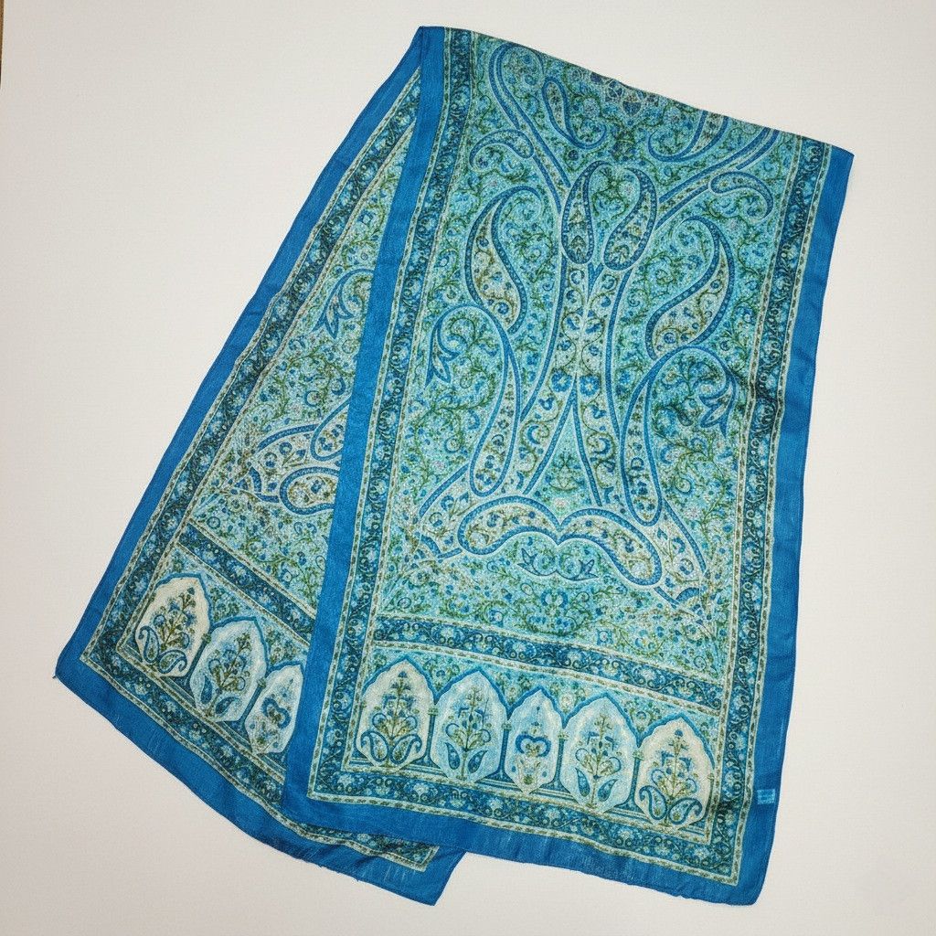 Other Made in India 68x19" Scarf 100% Silk Vintage Chiffon Size ONE SIZE - 6 Thumbnail