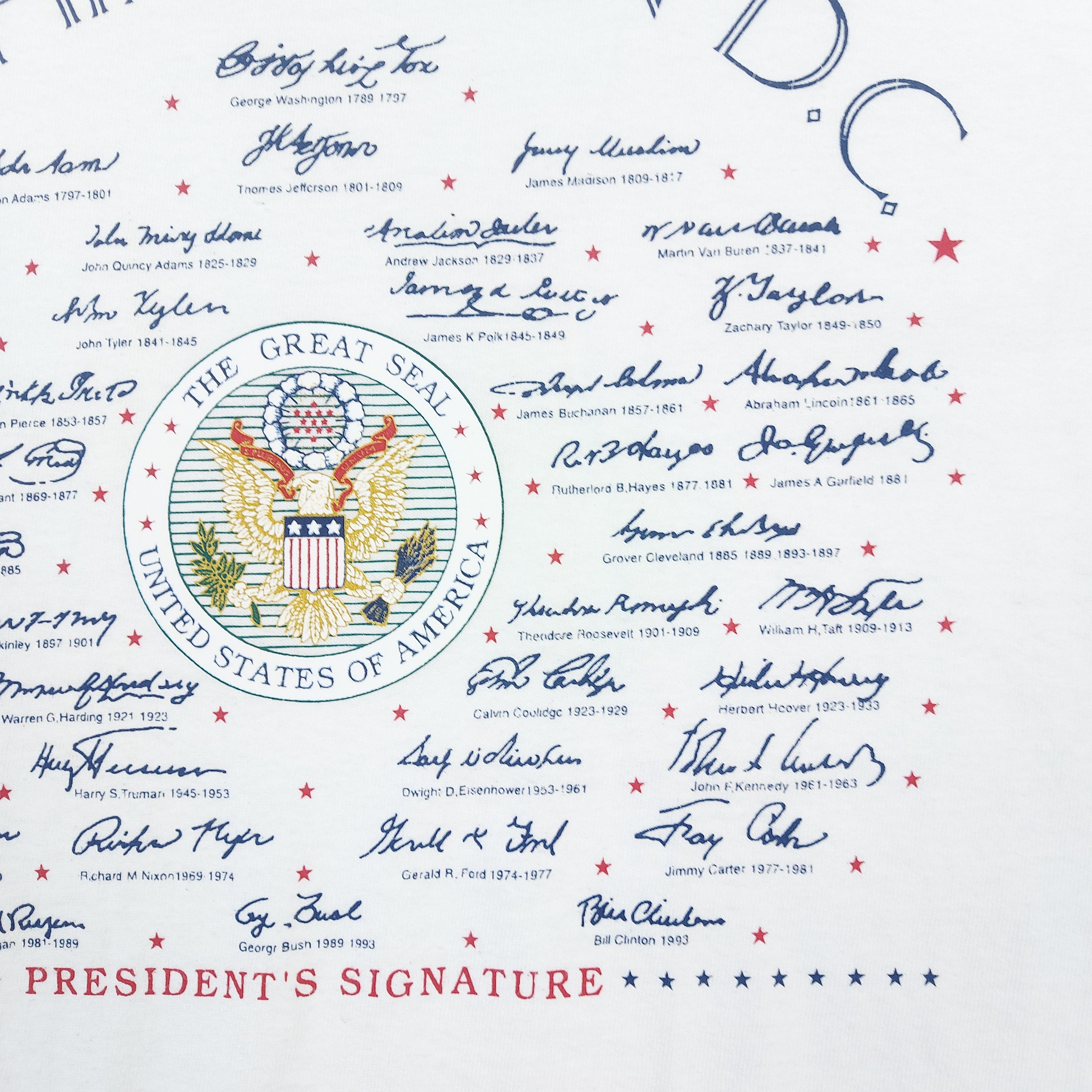 Vintage Vintage 90s Washington DC Presidents Signature Freedom TEE Size US XL / EU 56 / 4 - 5 Thumbnail