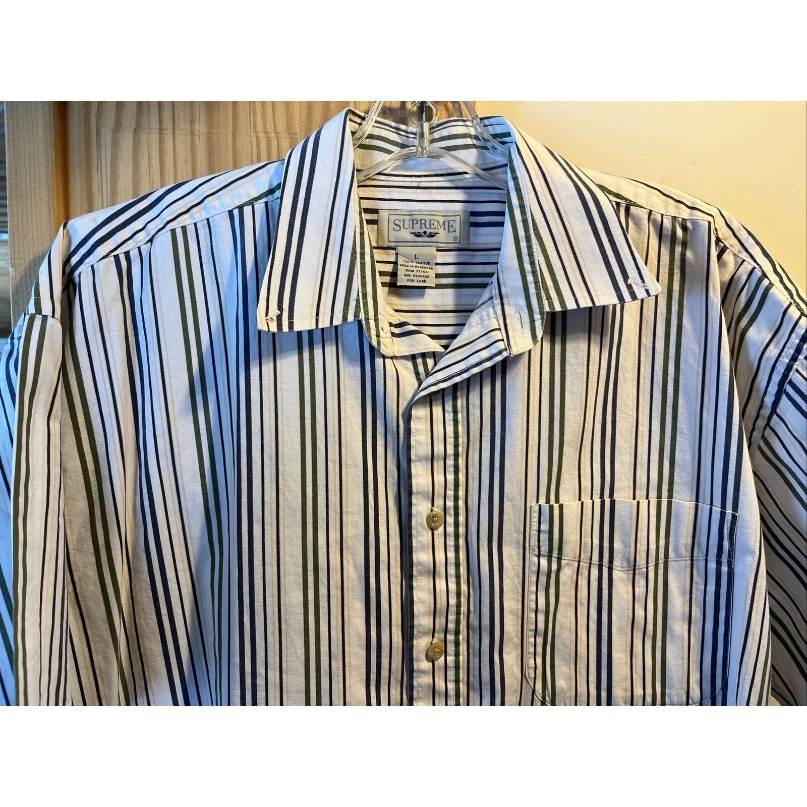 Supreme Supreme Vintage Men’s L White Blue Striped SS Cotton Shirt Size US L / EU 52-54 / 3 - 4 Thumbnail