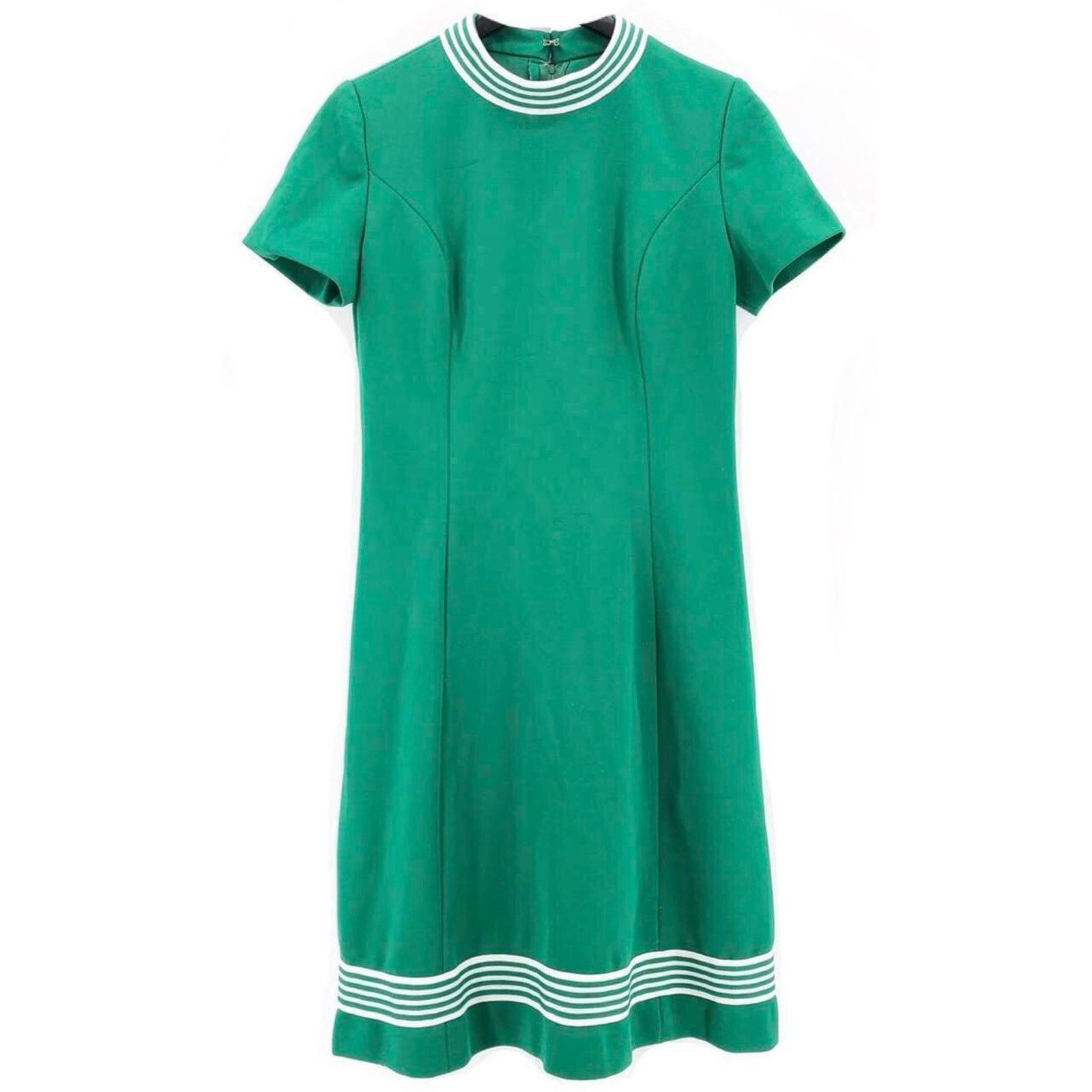 70s green double knit polyester dress 1970s vintage