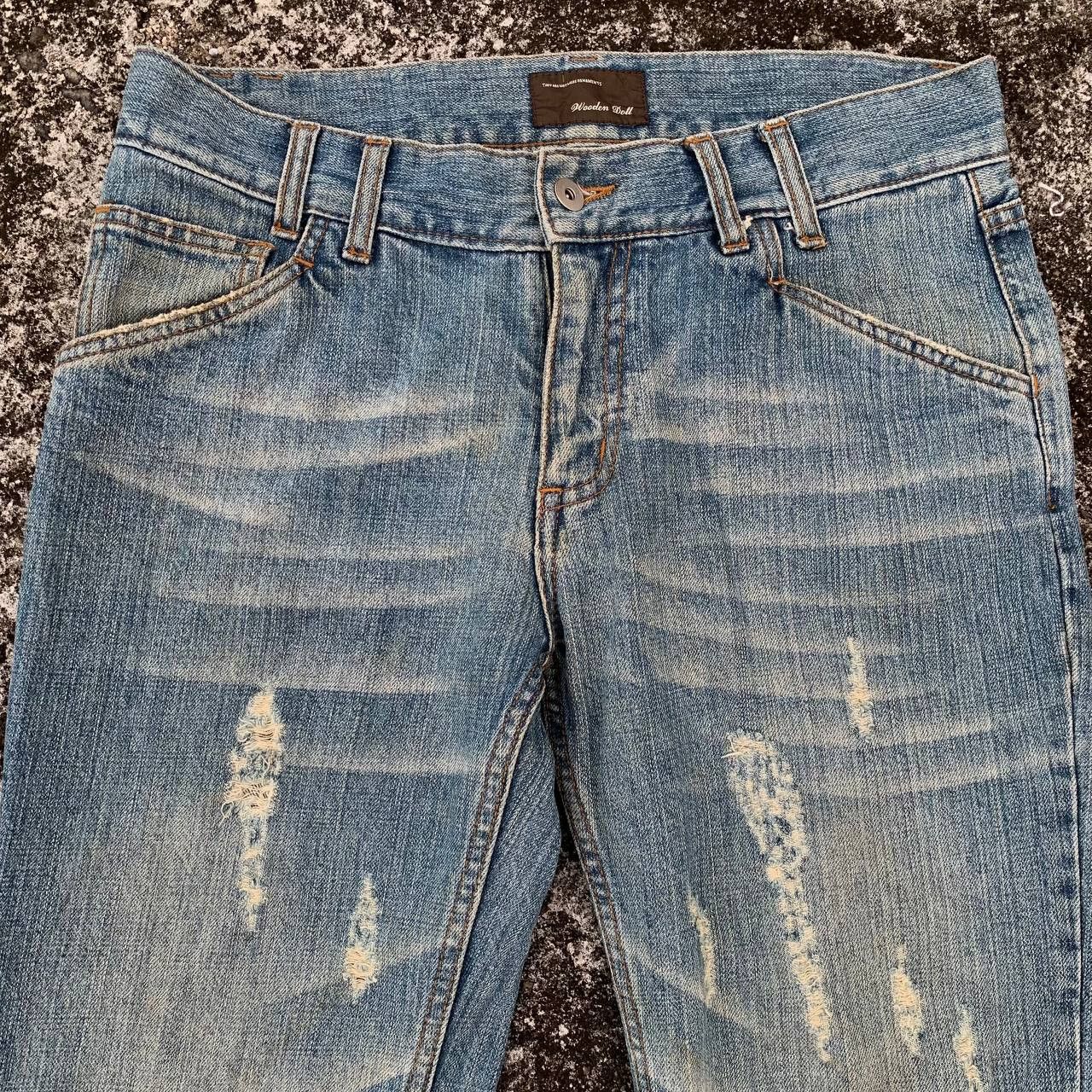 Japanese Brand Wooden Doll Ripped Jeans Light Blue Wash Denim Size US 34 / EU 50 - 3 Thumbnail