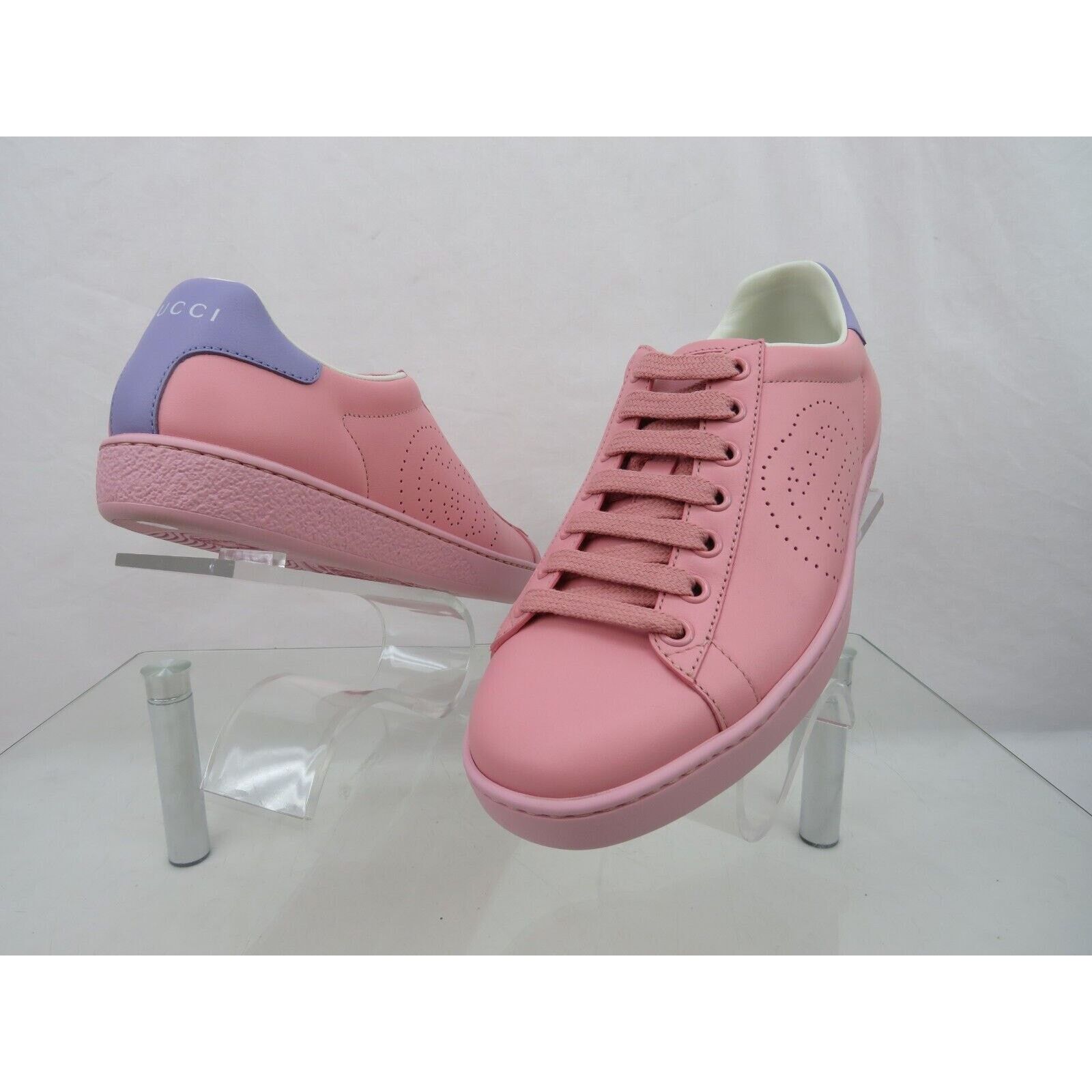 Gucci GUCCI 598527 ACE GG LEATHER PINK BLUE LOGOSNEAKERS 35 5 $780 Size US 5 / IT 35 - 6 Thumbnail