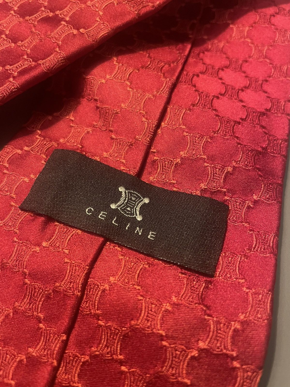 Celine Celine Triomphe Tie. Red. 100% silk Size ONE SIZE - 2 Thumbnail