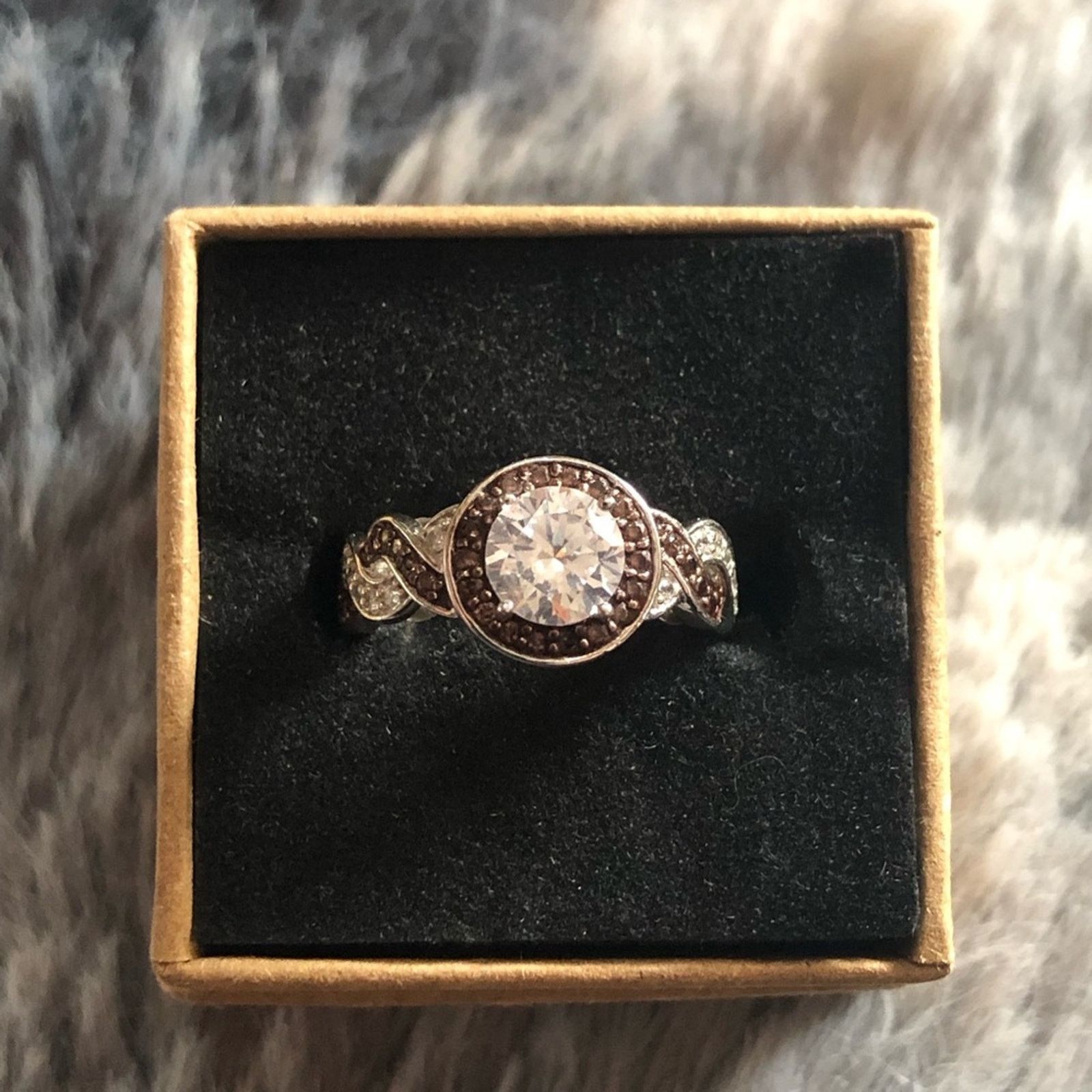 Other Garnet and clear halo CZ 925 sterling silver ring 5.5 Size ONE SIZE - 15 Thumbnail