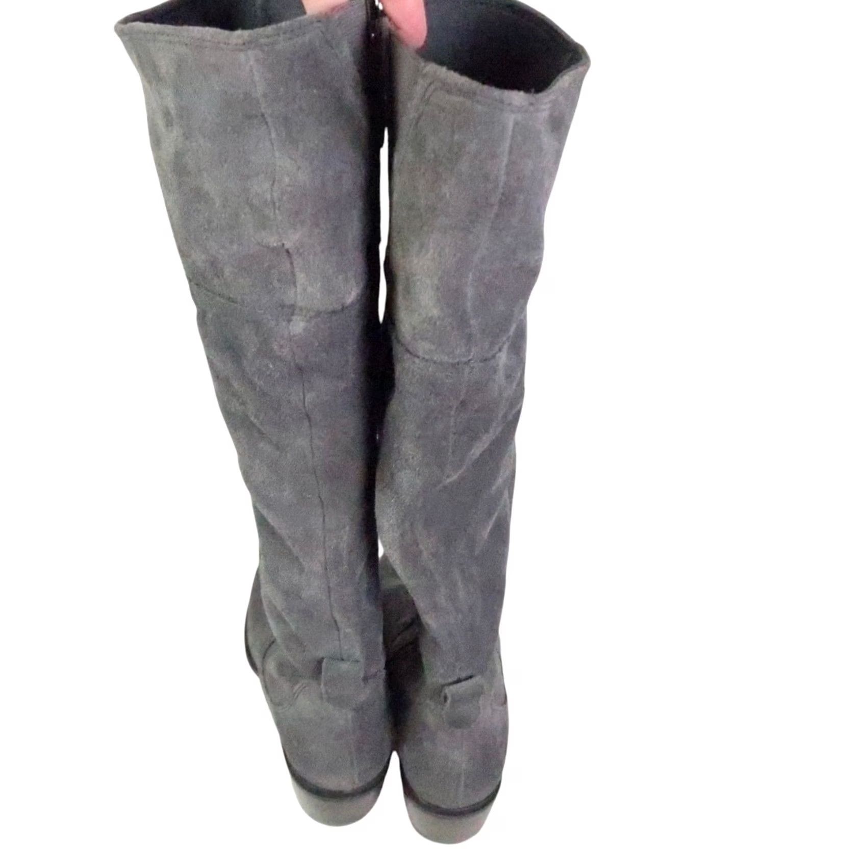 Timberland Timberland Grey Suede Leather Tall Knee High Boots Womens 8 Riding Boot Zip 18" Height 1.5" Heel Casual Fall Winter Spring Women Size US 8 / IT 38 - 5 Thumbnail
