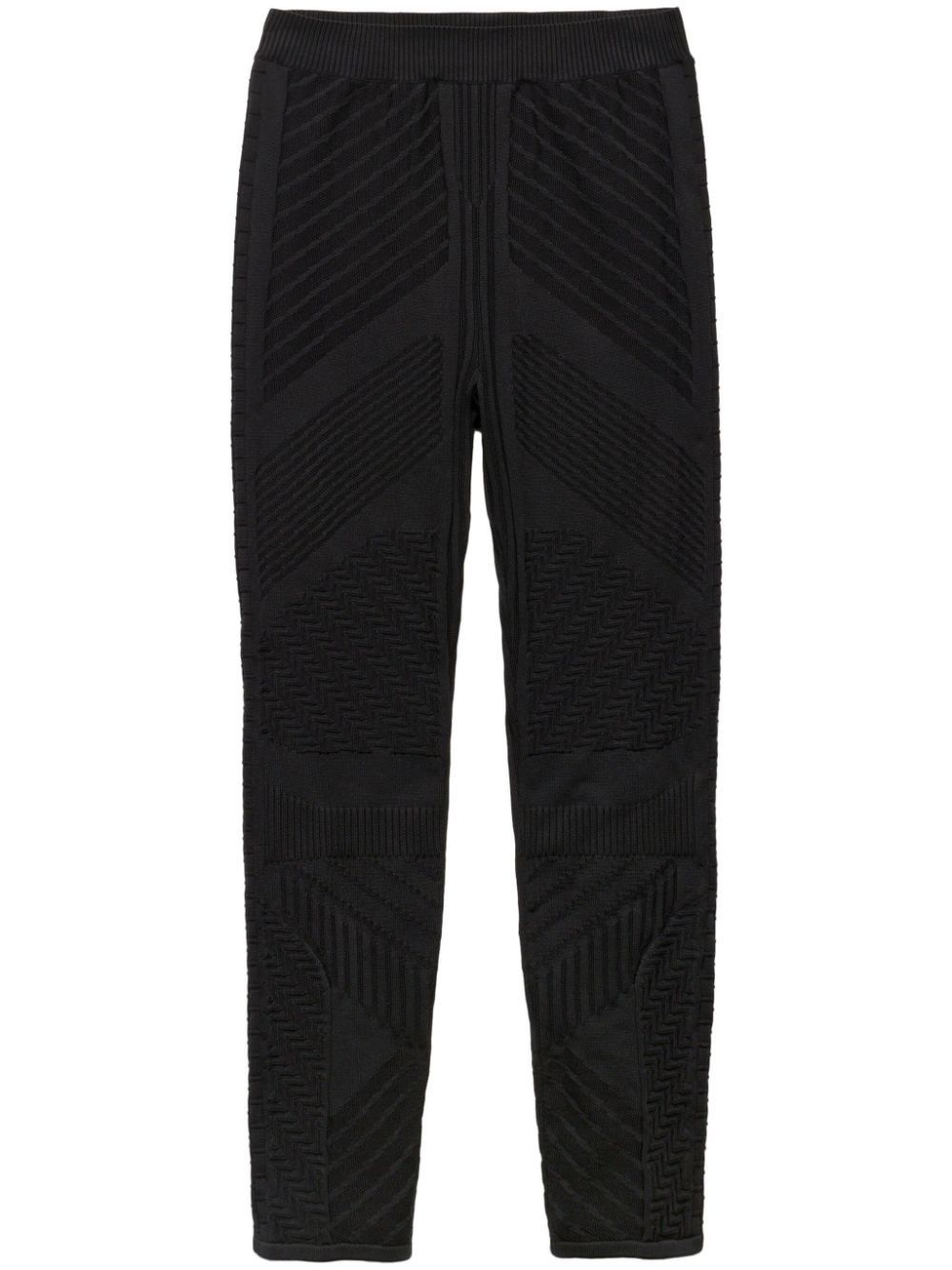 o1bcso1str1025 Nylon Slim-Cut Trousers in Black