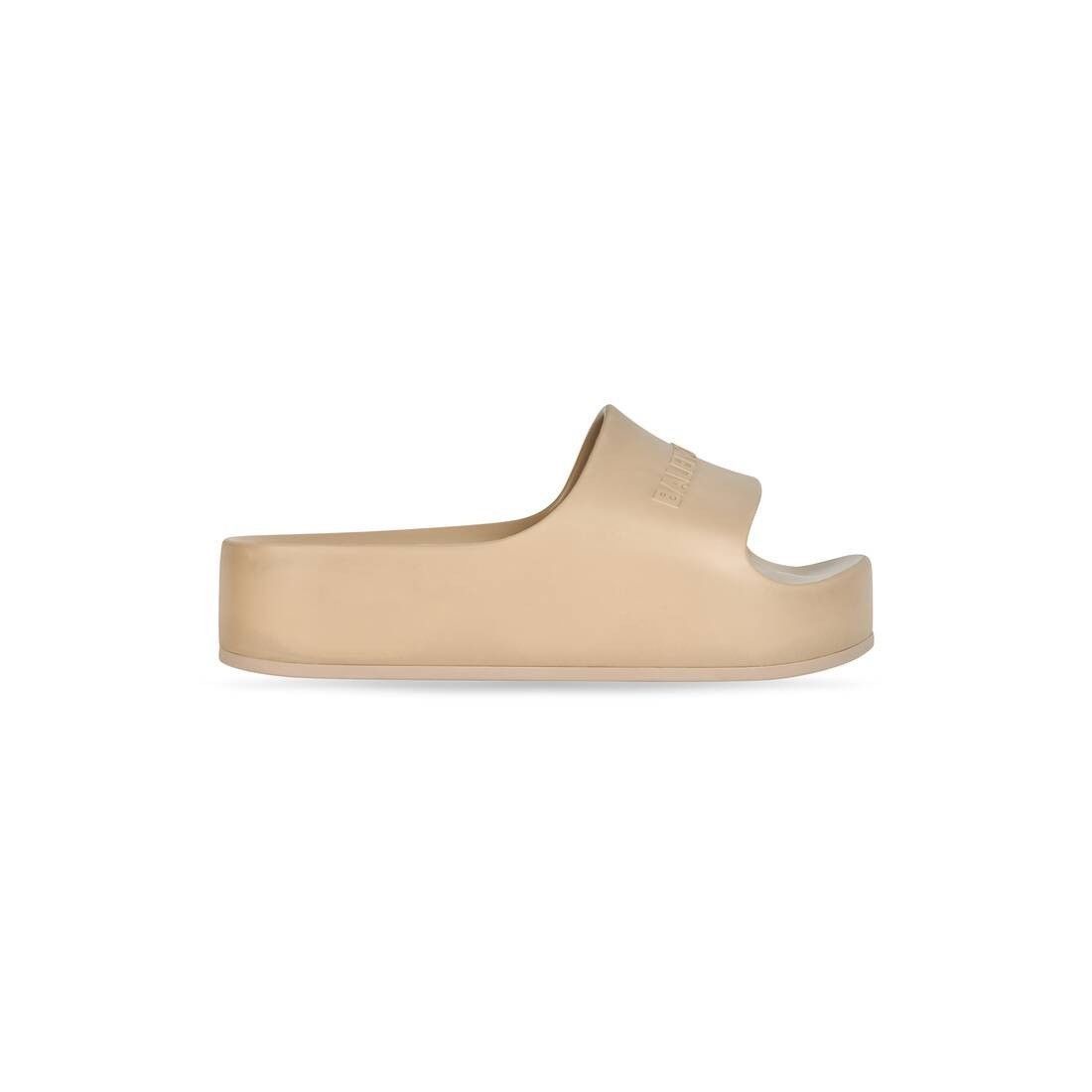 Rubber Chunky Platform Slide Sandals in Taupe