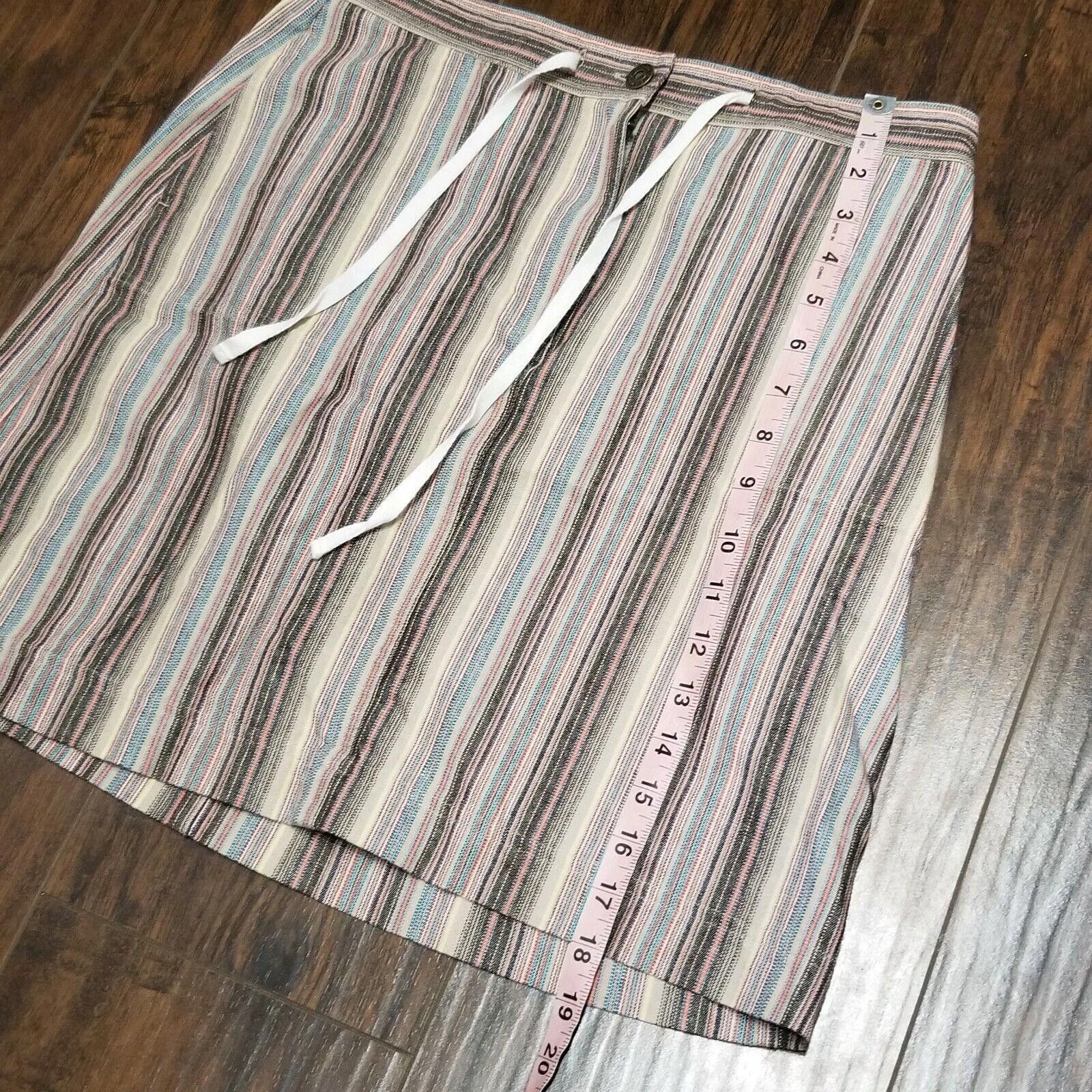 Designer Christopher & Banks Skirt 8 Striped Cotton Drawstring Size 30" / US 8 / IT 44 - 6 Thumbnail